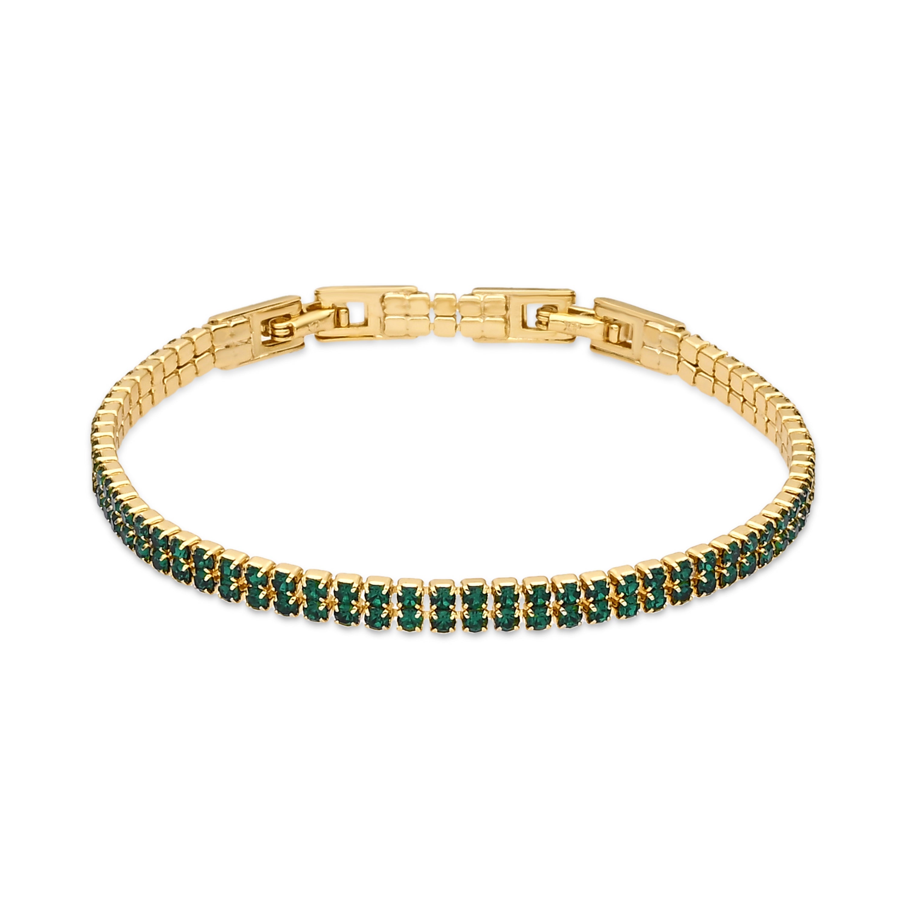 Emerald Zirconia Bracelet with 18k Yellow Gold Finish - Phiaer