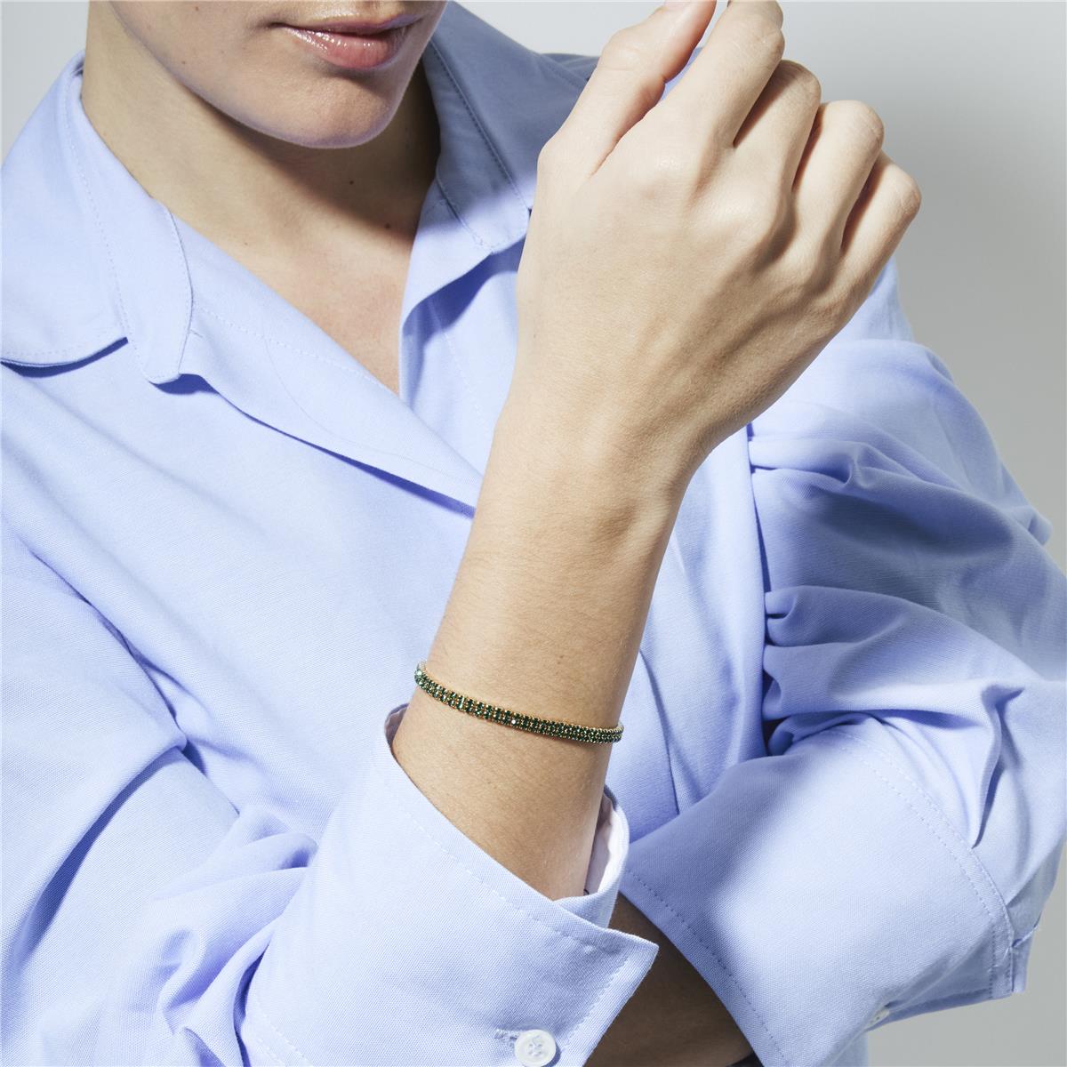 Emerald Zirconia Bracelet with 18k Yellow Gold Finish - Phiaer
