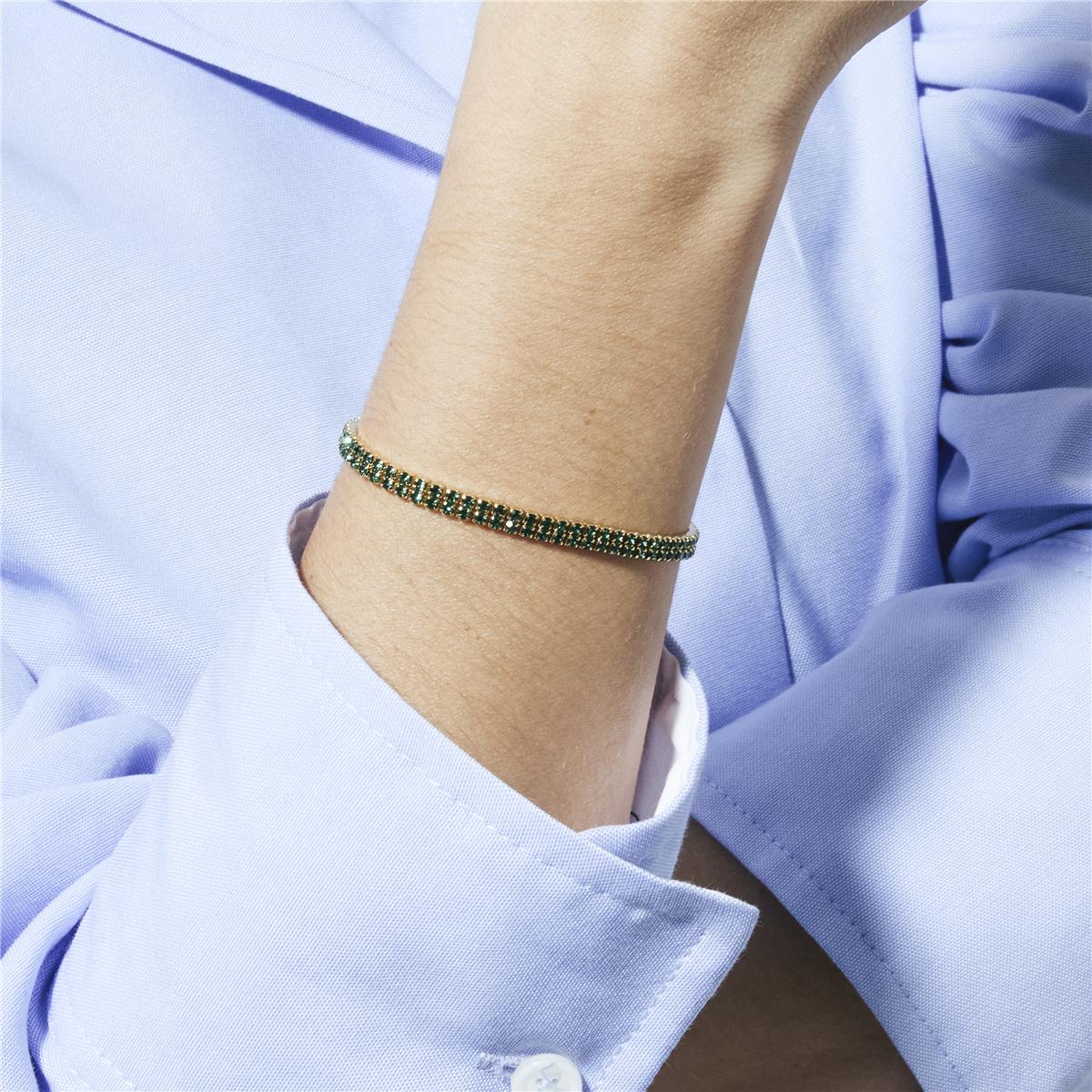 Emerald Zirconia Bracelet with 18k Yellow Gold Finish - Phiaer
