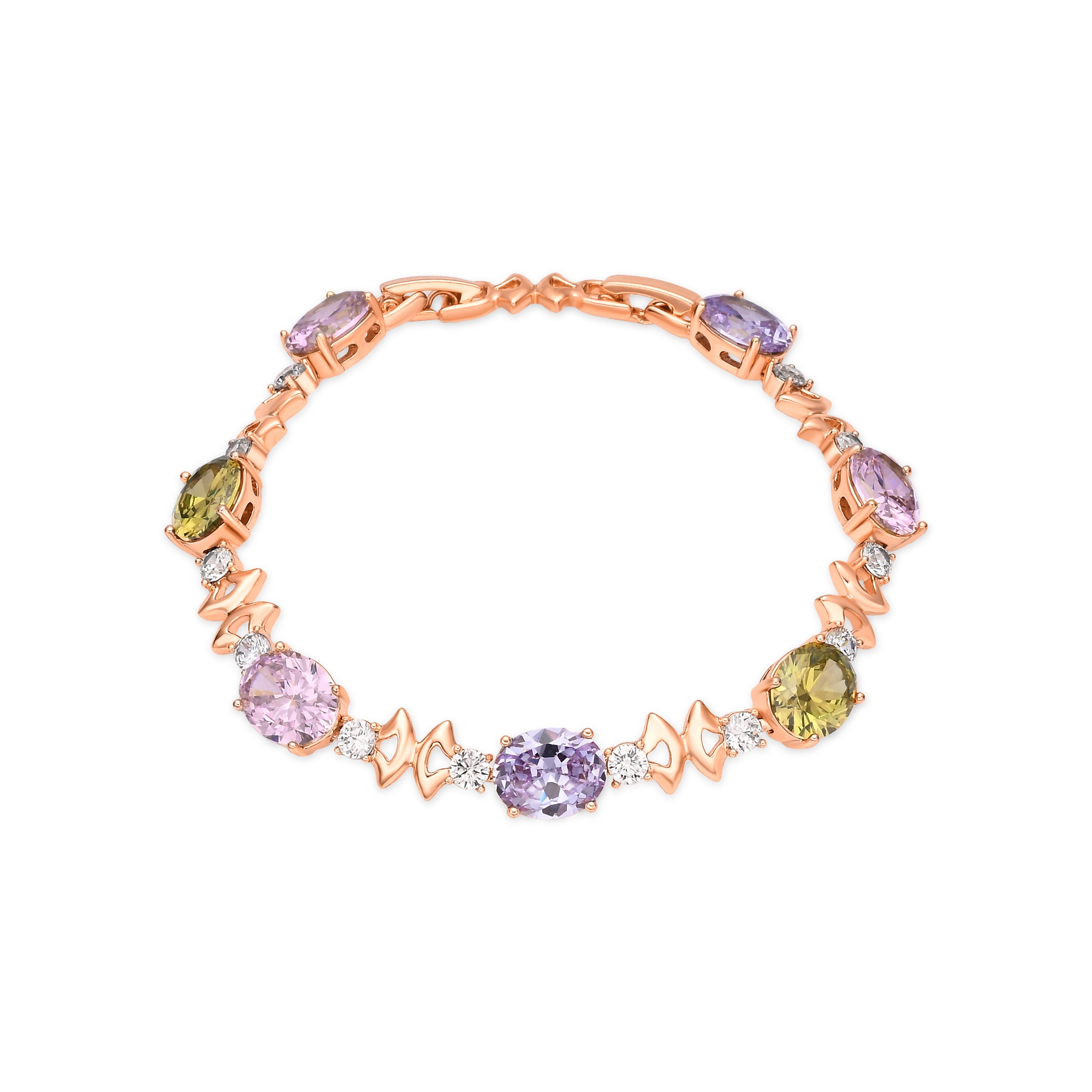 18k Yellow Gold Plated Multicolored Zircon Bracelet - Memel