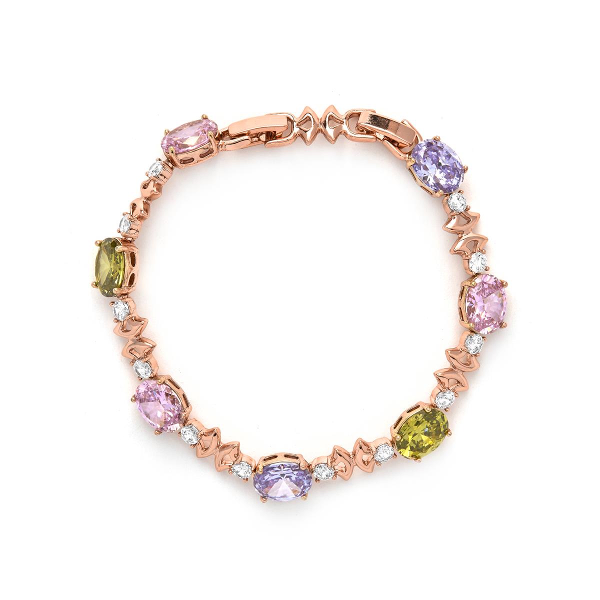18k Yellow Gold Plated Multicolored Zircon Bracelet - Memel
