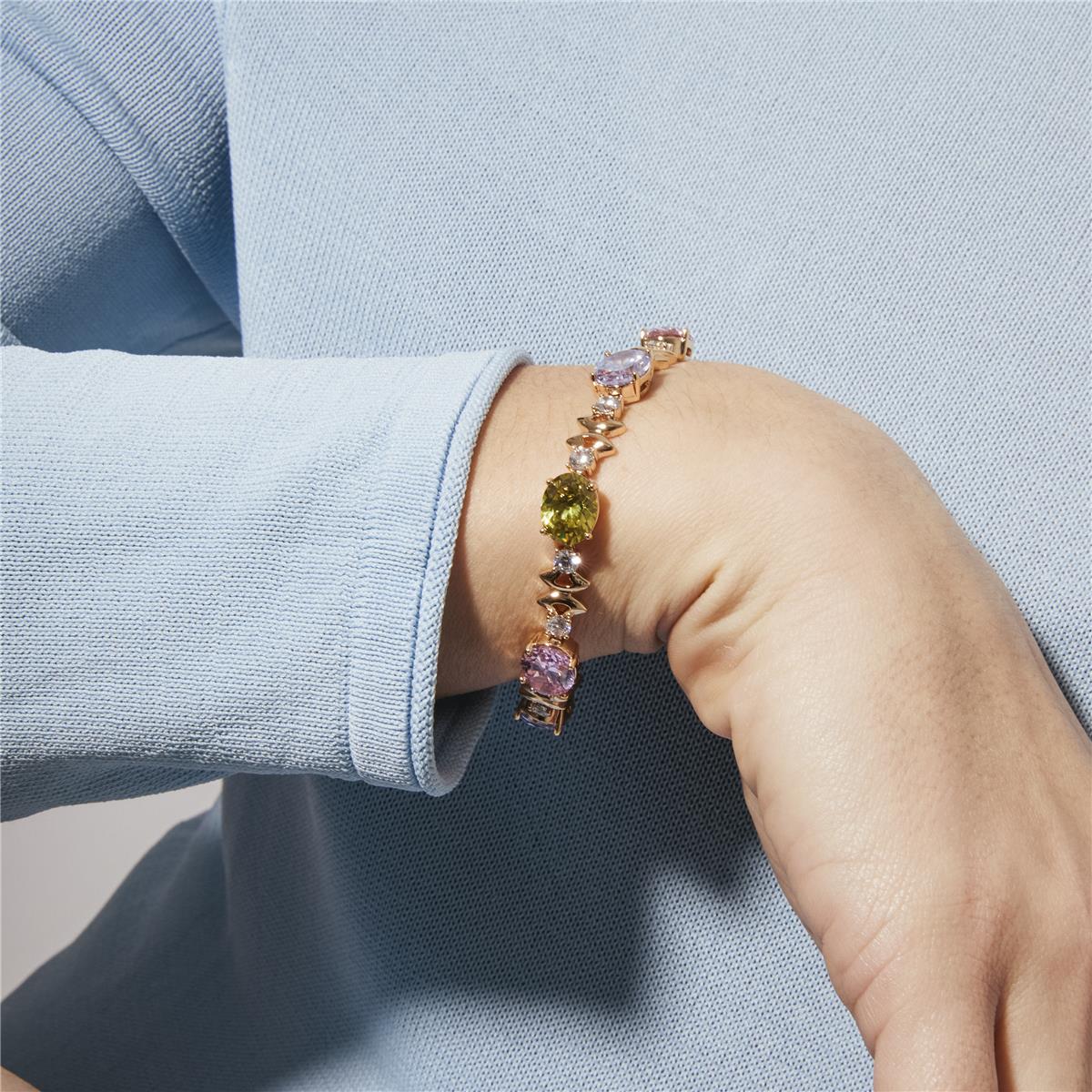 18k Yellow Gold Plated Multicolored Zircon Bracelet - Memel