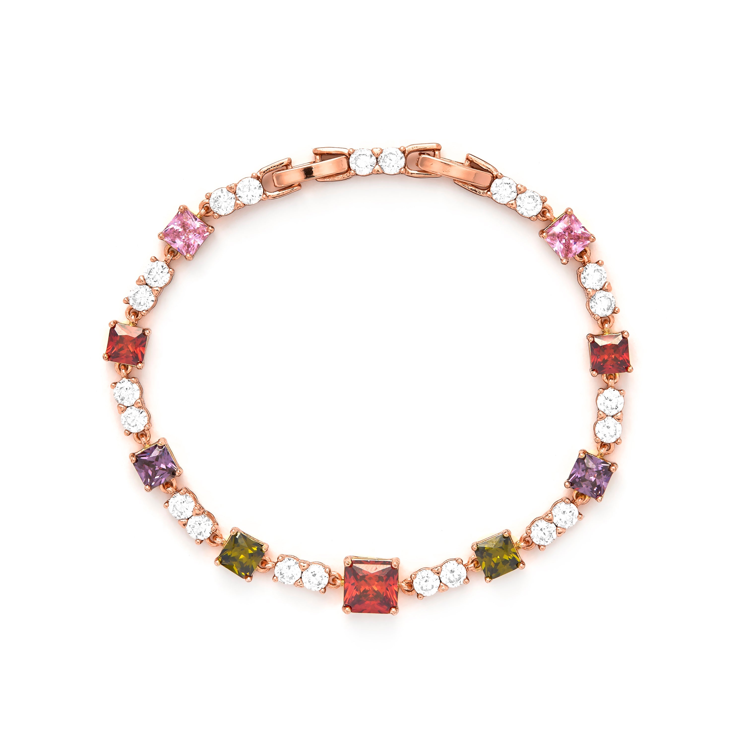 Multicolor Zirconia Bracelet with an 18k Yellow Gold finish - Khoy