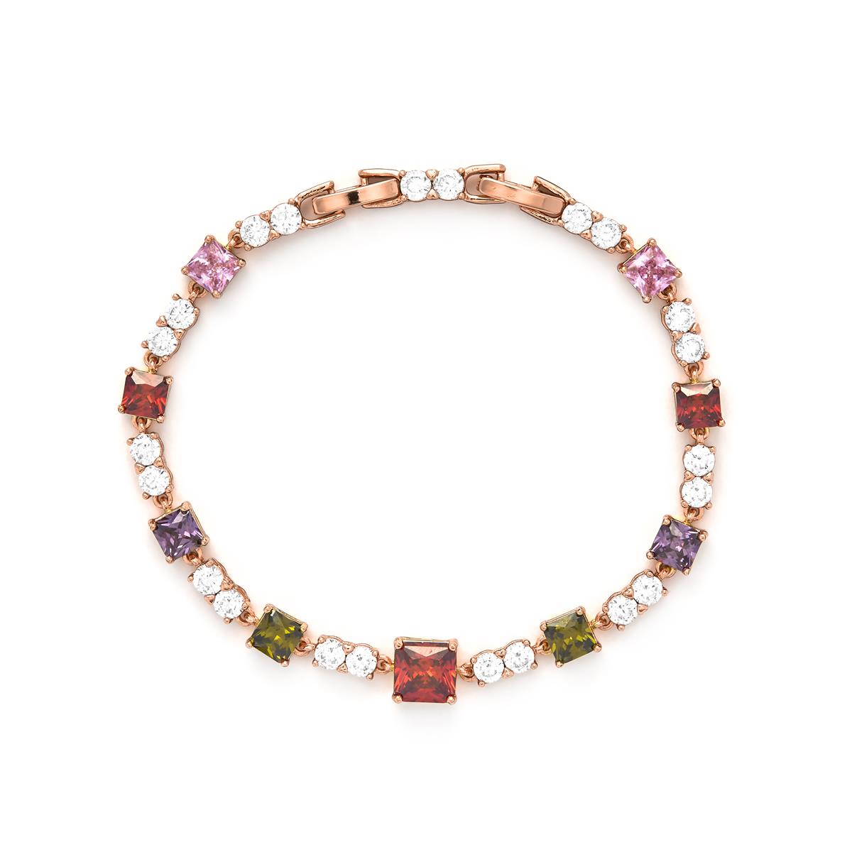 Multicolor Zirconia Bracelet with an 18k Yellow Gold finish - Khoy
