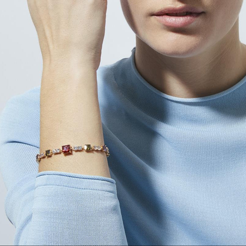 Multicolor Zirconia Bracelet with an 18k Yellow Gold finish - Khoy