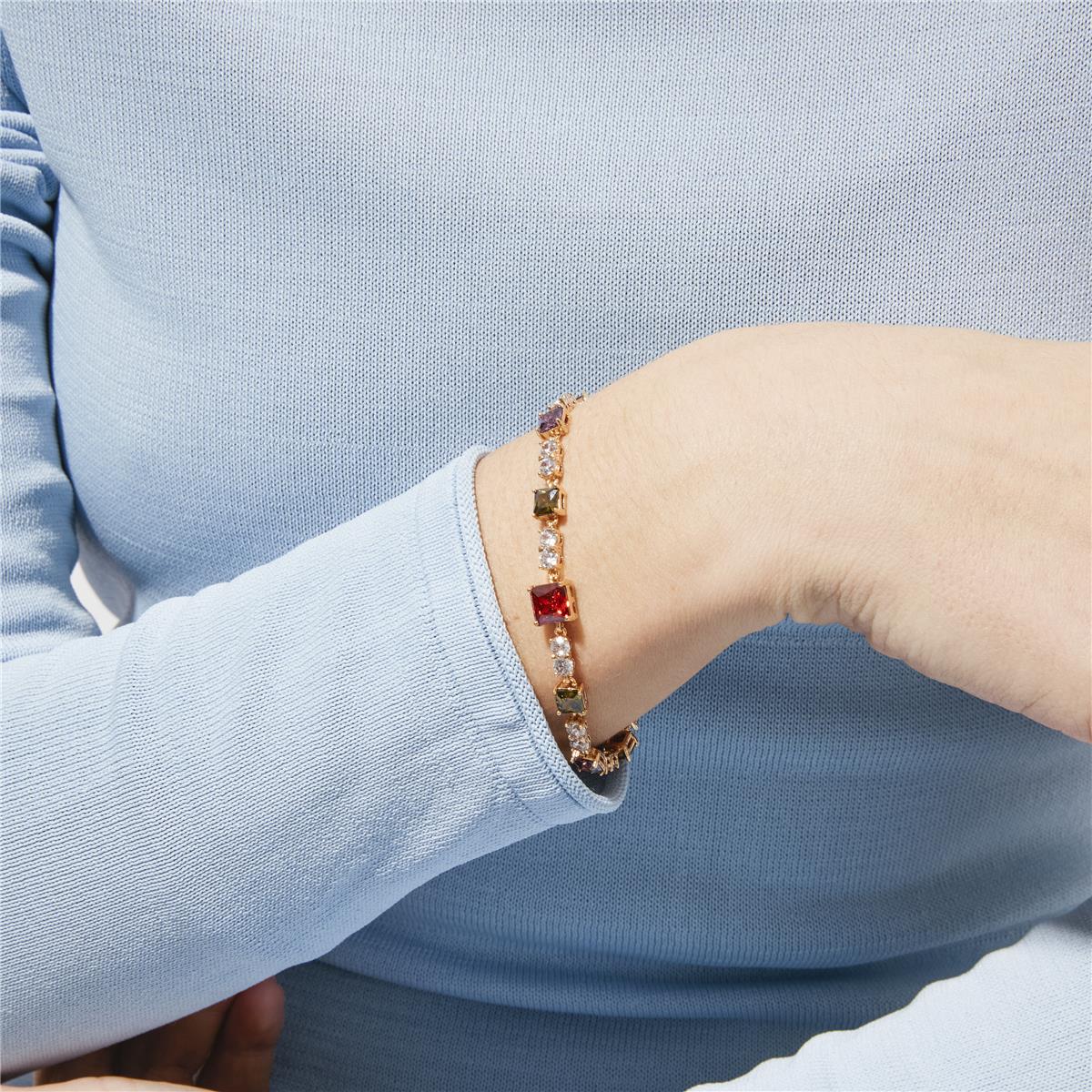 Multicolor Zirconia Bracelet with an 18k Yellow Gold finish - Khoy