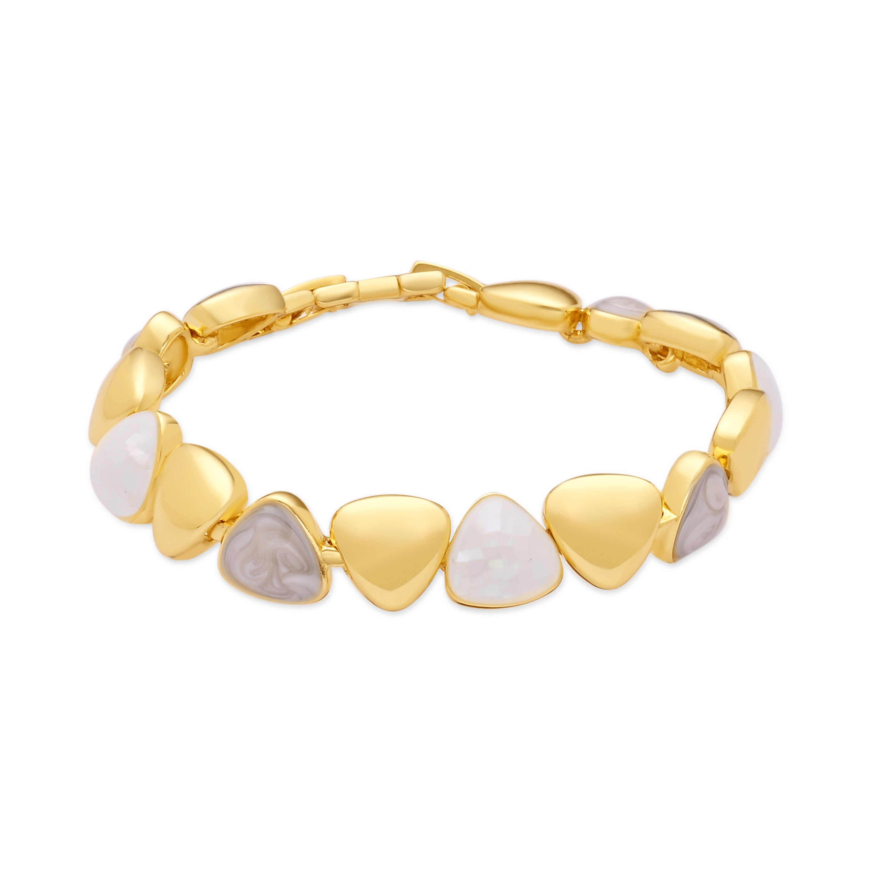 White Mother-of-Pearl Bracelet with 18k Yellow Gold Finish - Riub