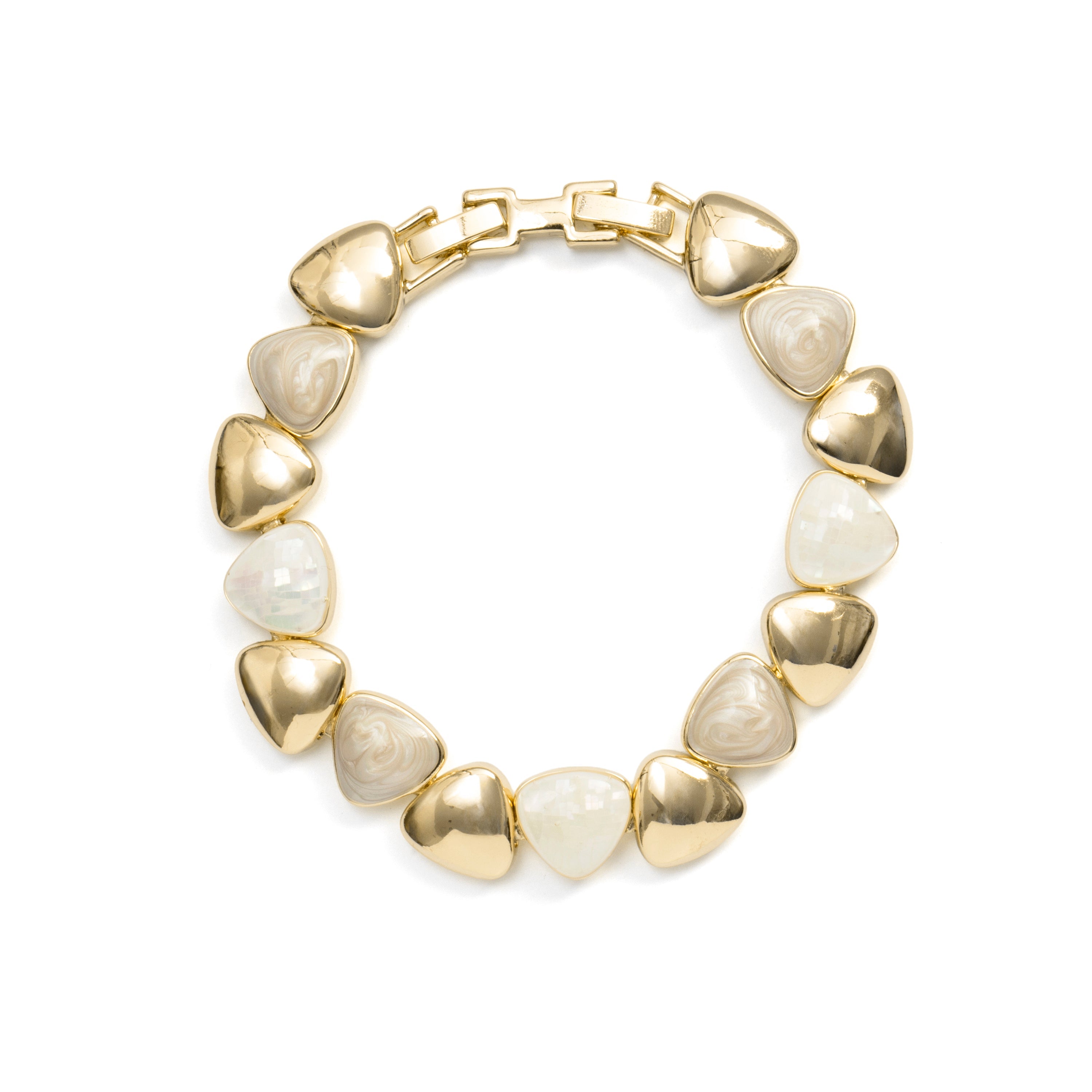 White Mother-of-Pearl Bracelet with 18k Yellow Gold Finish - Riub