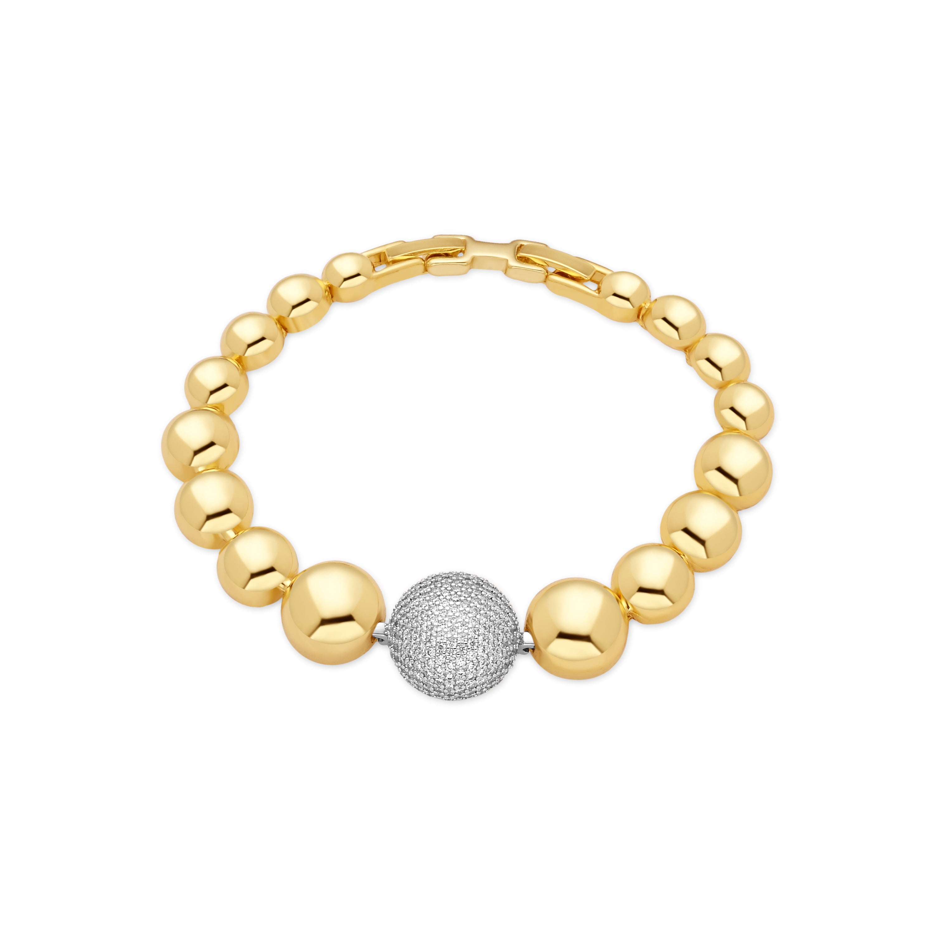 Shiny Zirconia Bracelet with 18k Yellow Gold Finish - Avihe
