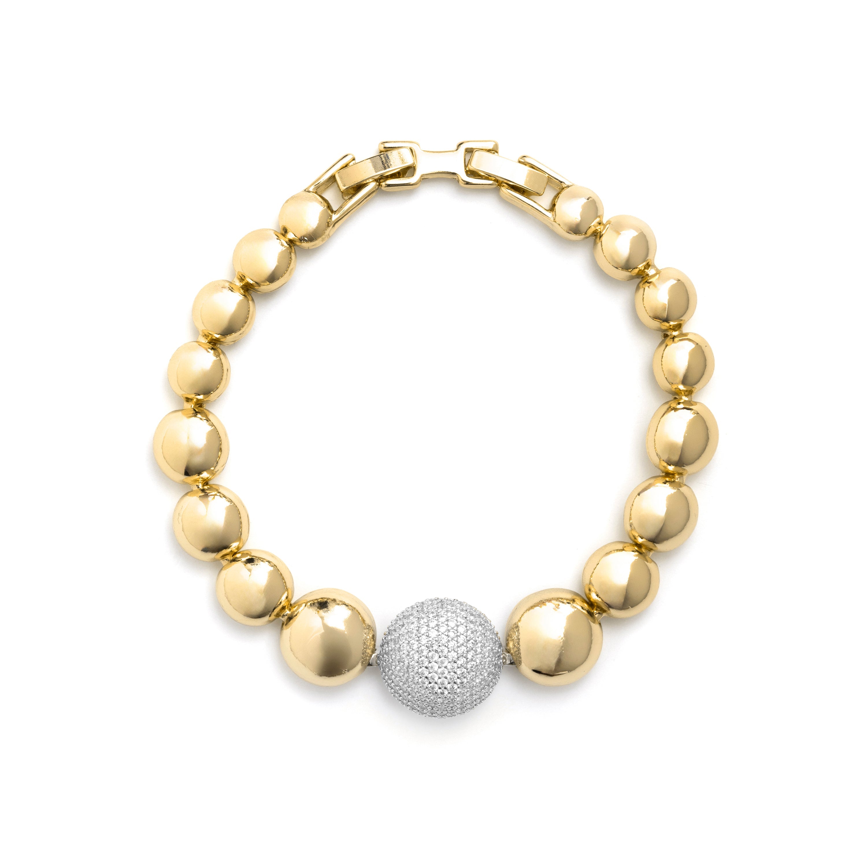 Shiny Zirconia Bracelet with 18k Yellow Gold Finish - Avihe