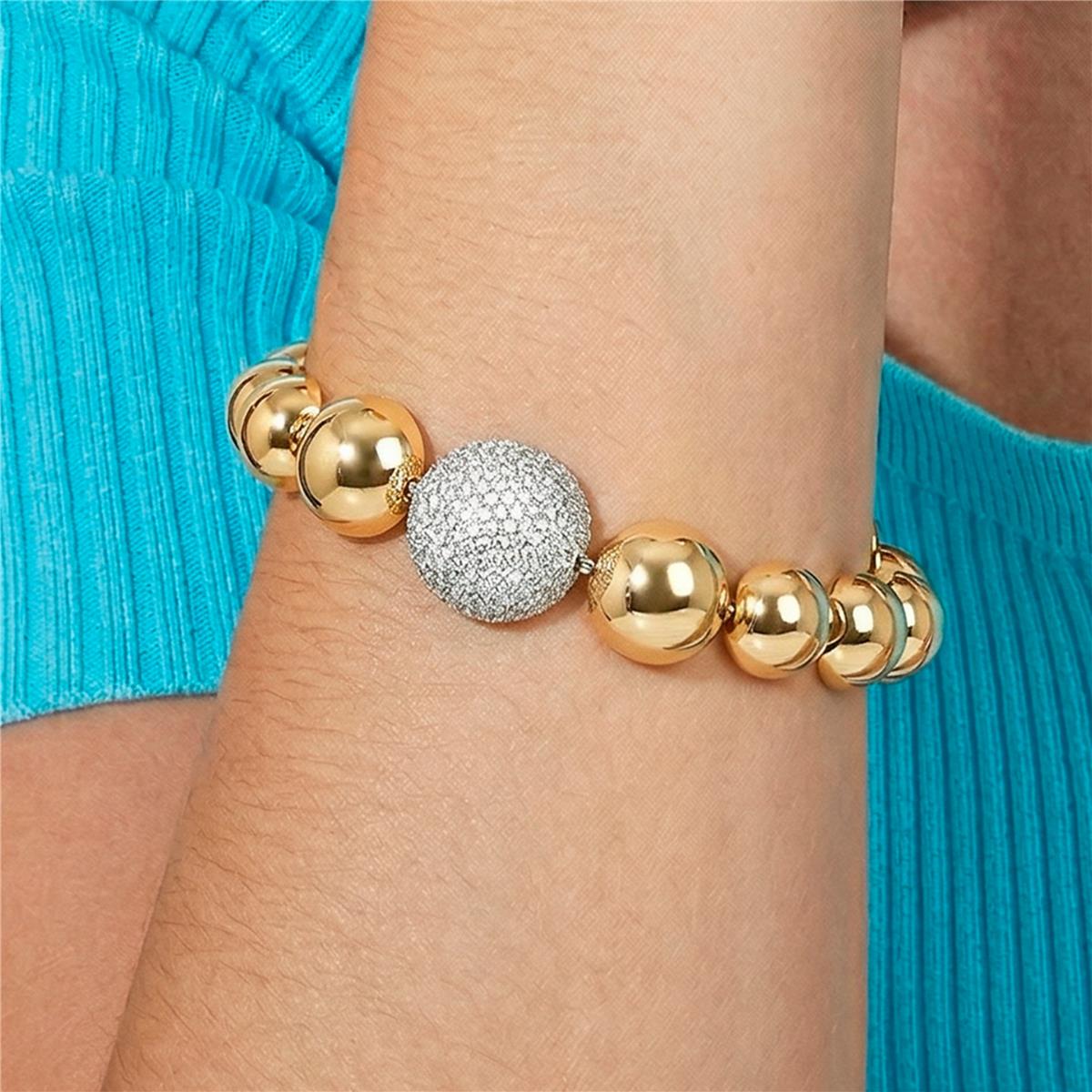 Shiny Zirconia Bracelet with 18k Yellow Gold Finish - Avihe