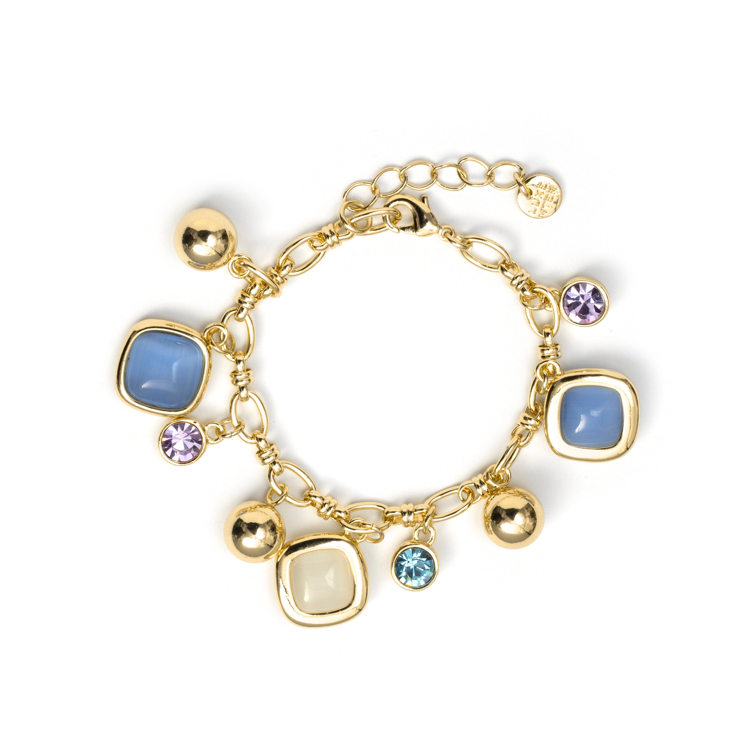 18k Yellow Gold Finish Blue Cat's Eye Bracelet - Mankao