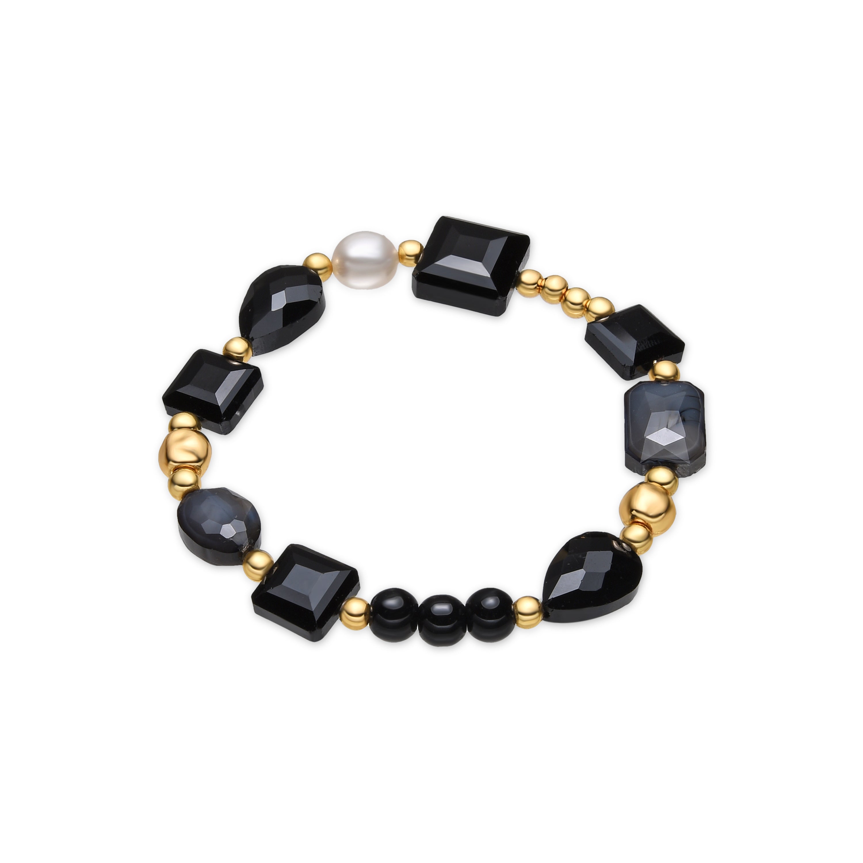 Black Resin Bracelet with 18k Gold Finish - Nyste