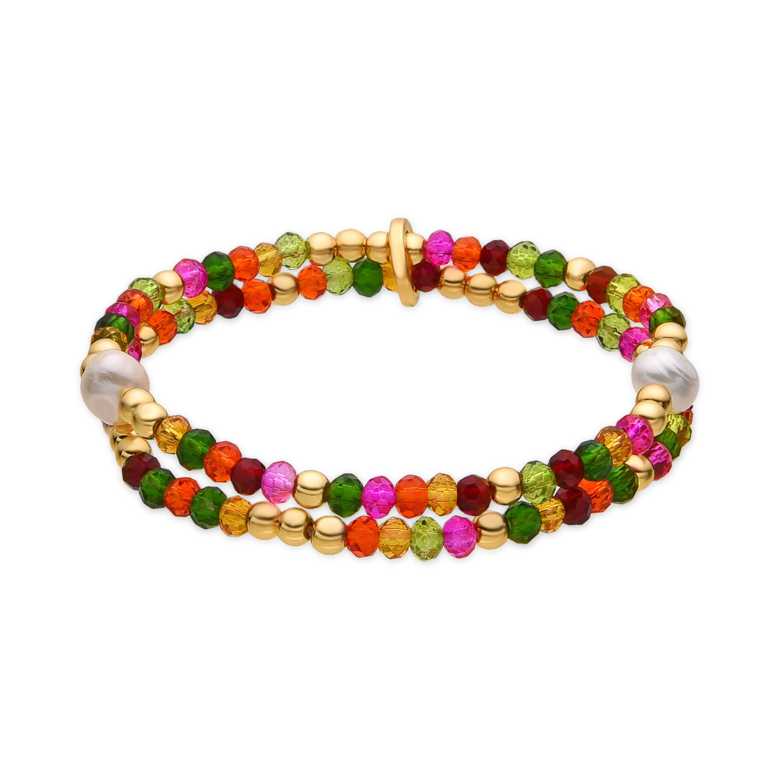 Bracelet with Pink Crystal in 18k gold finish - Miota