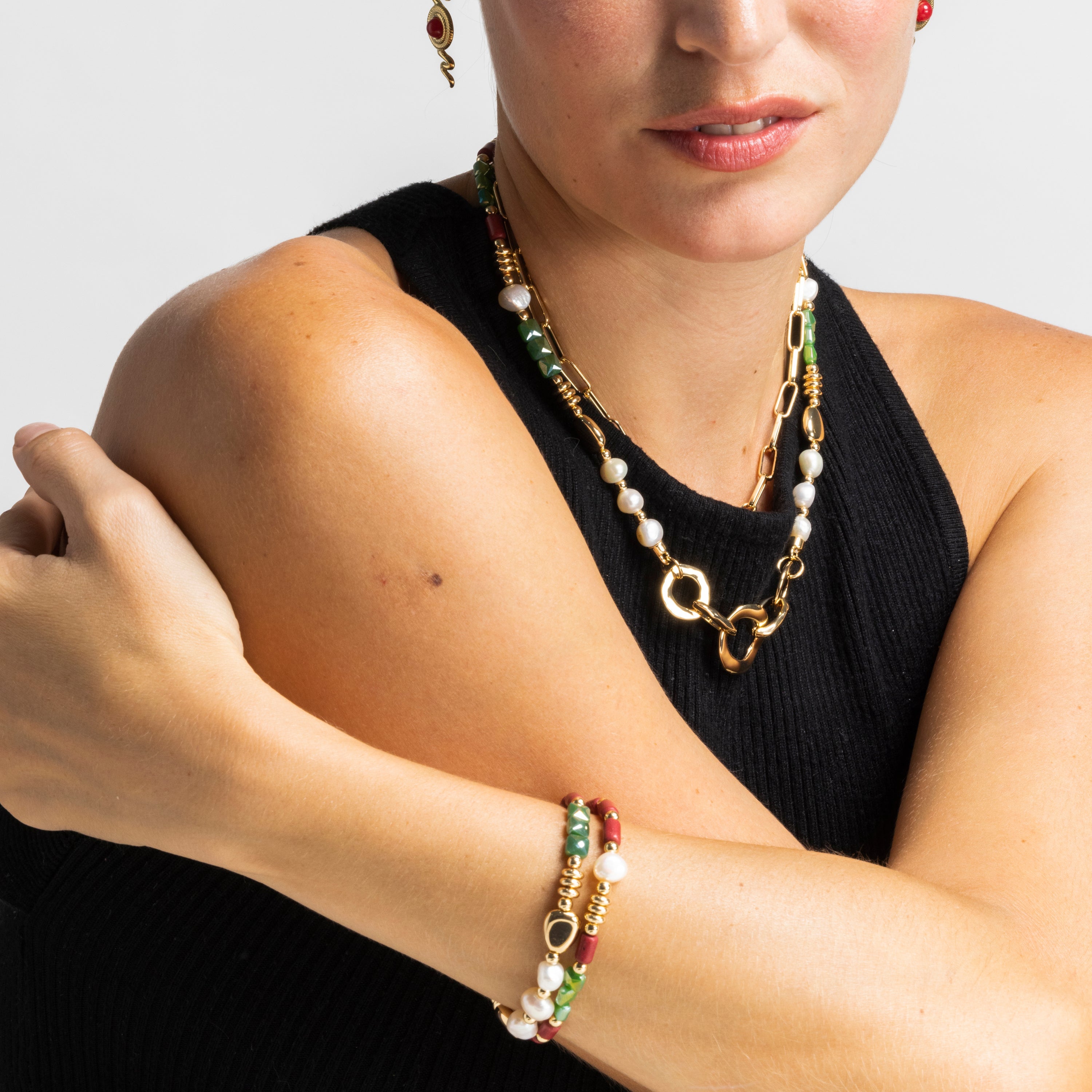18k Gold Finish White Pearl Bracelet - Kany