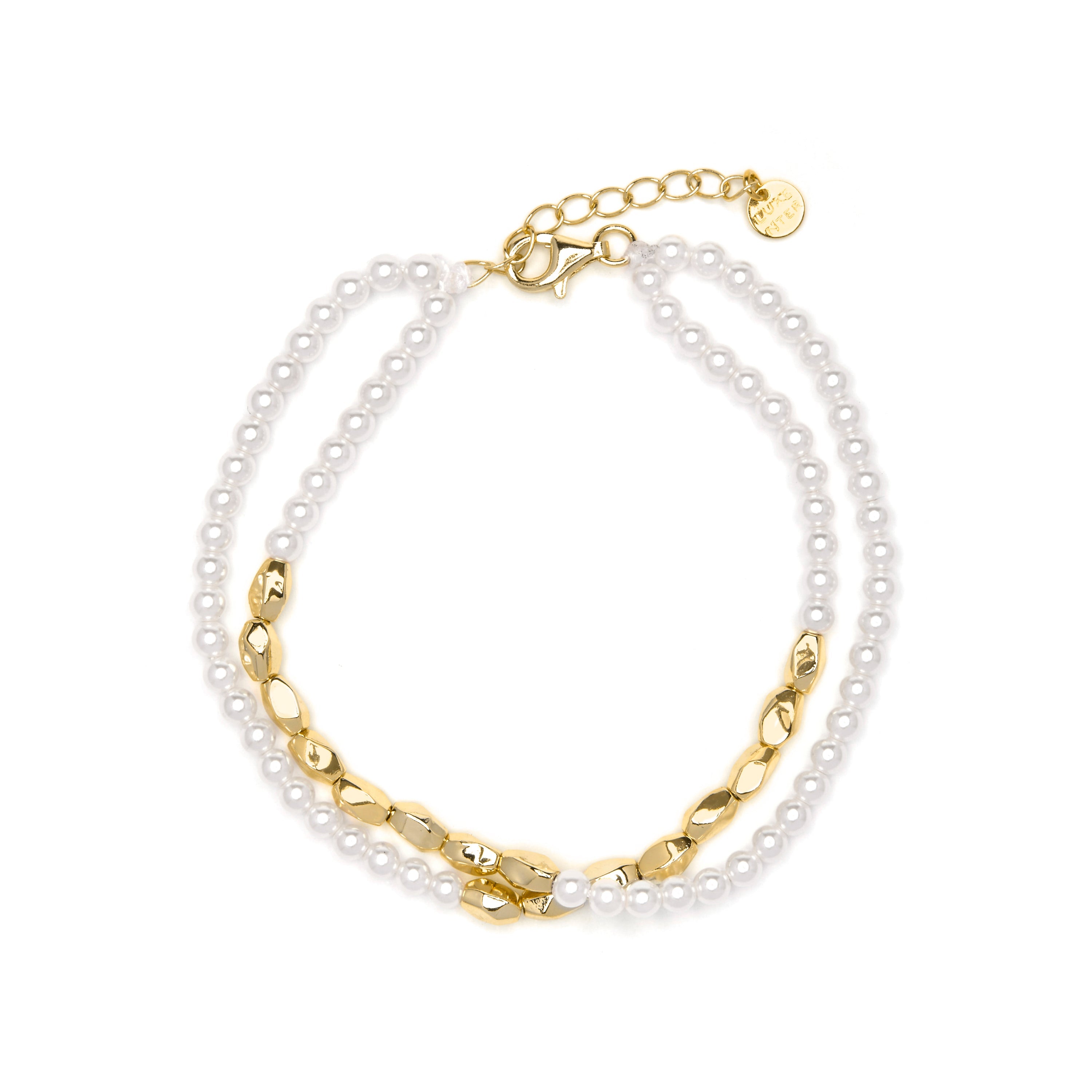 18k yellow gold finish bracelet with white pearl - Diriki