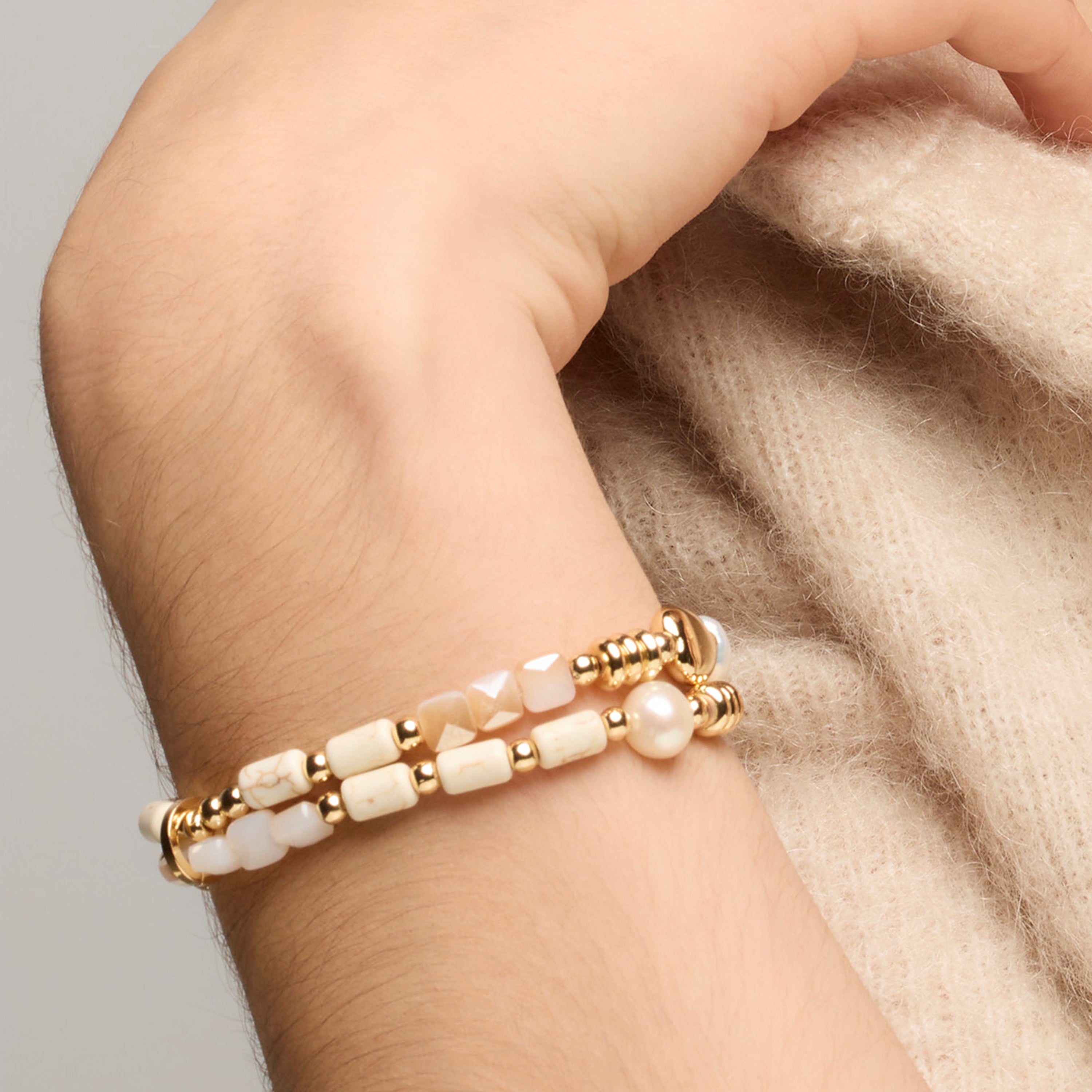 18k yellow gold finish bracelet with white pearl - Diriki