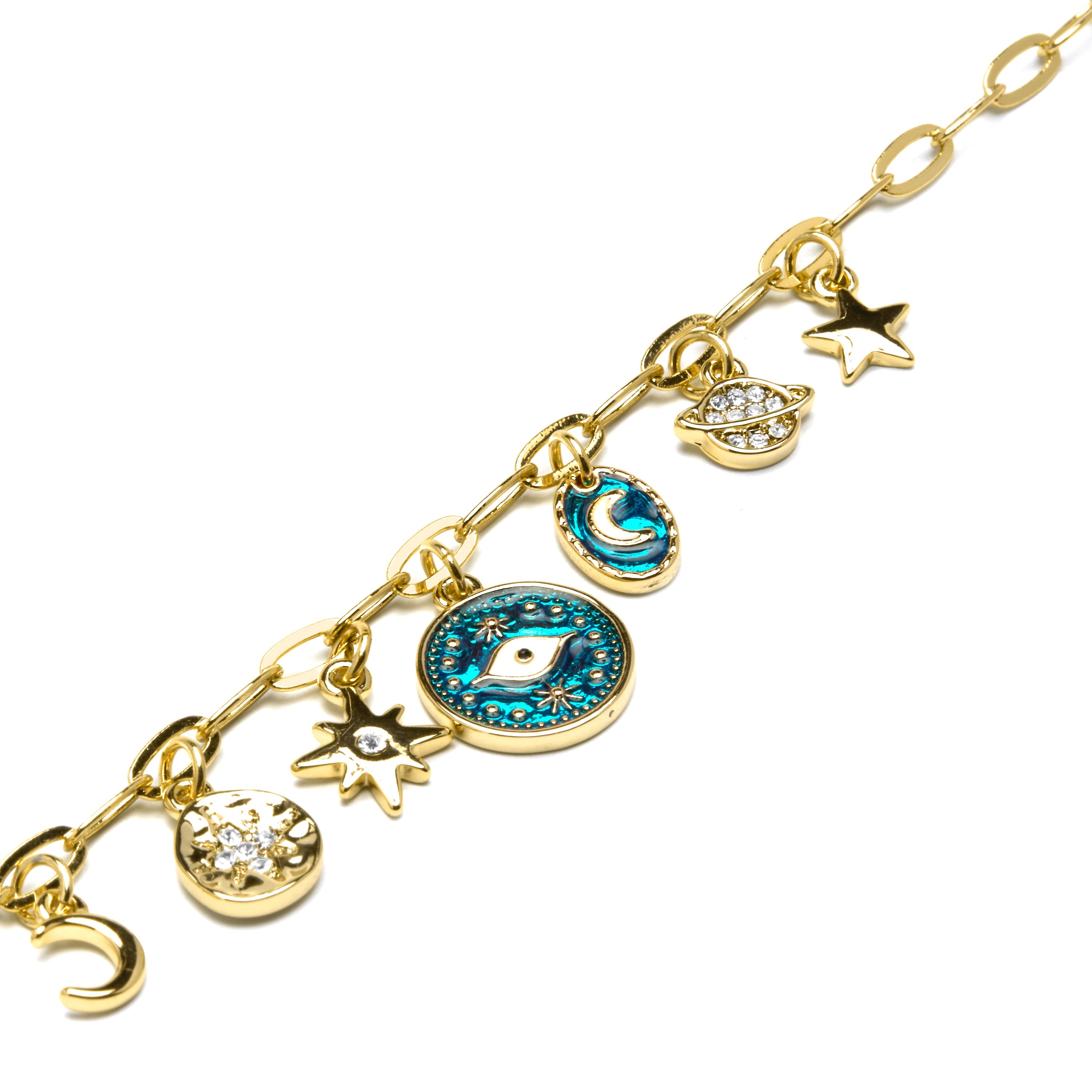 18k yellow gold and blue resin finish bracelet - Wiwik