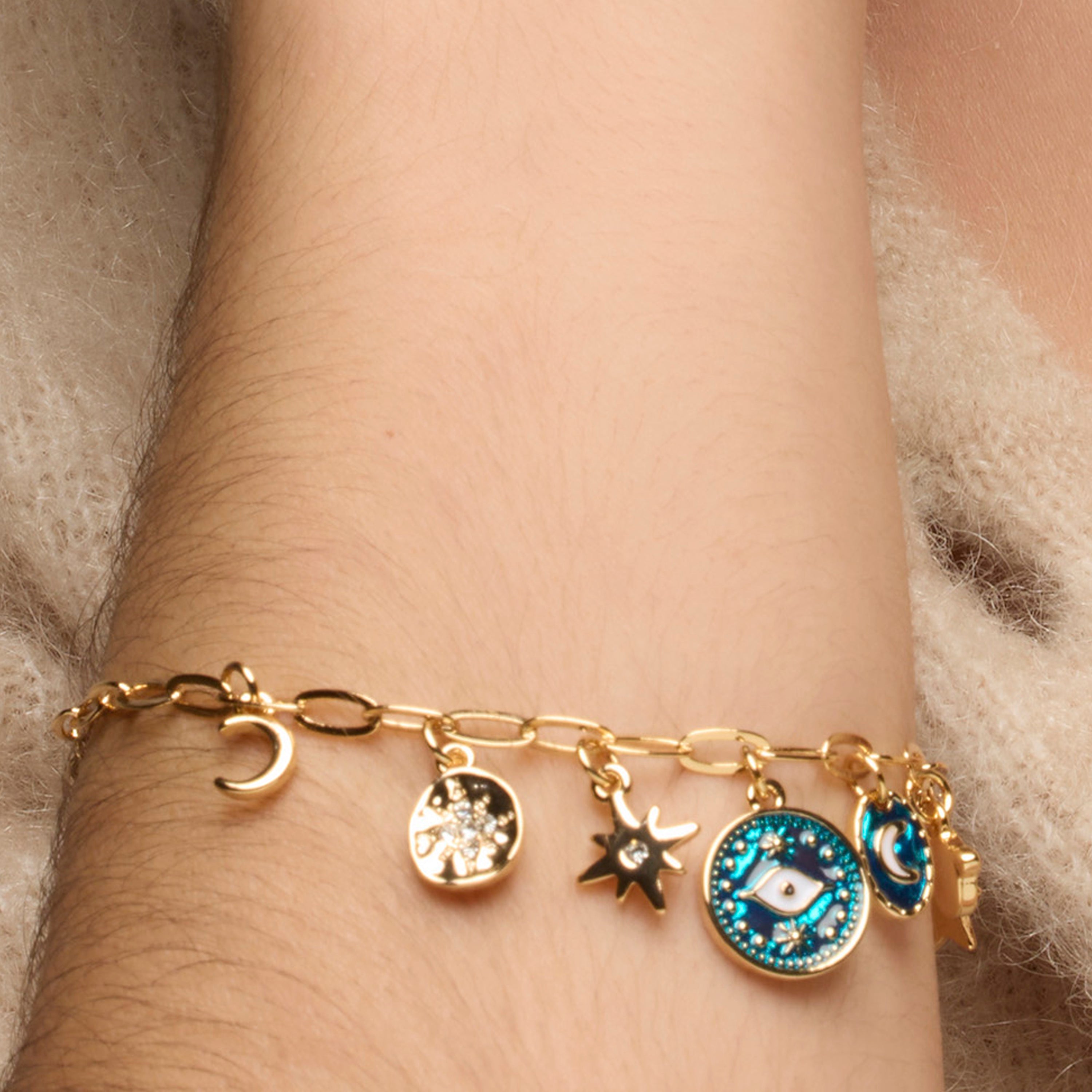 18k yellow gold and blue resin finish bracelet - Wiwik