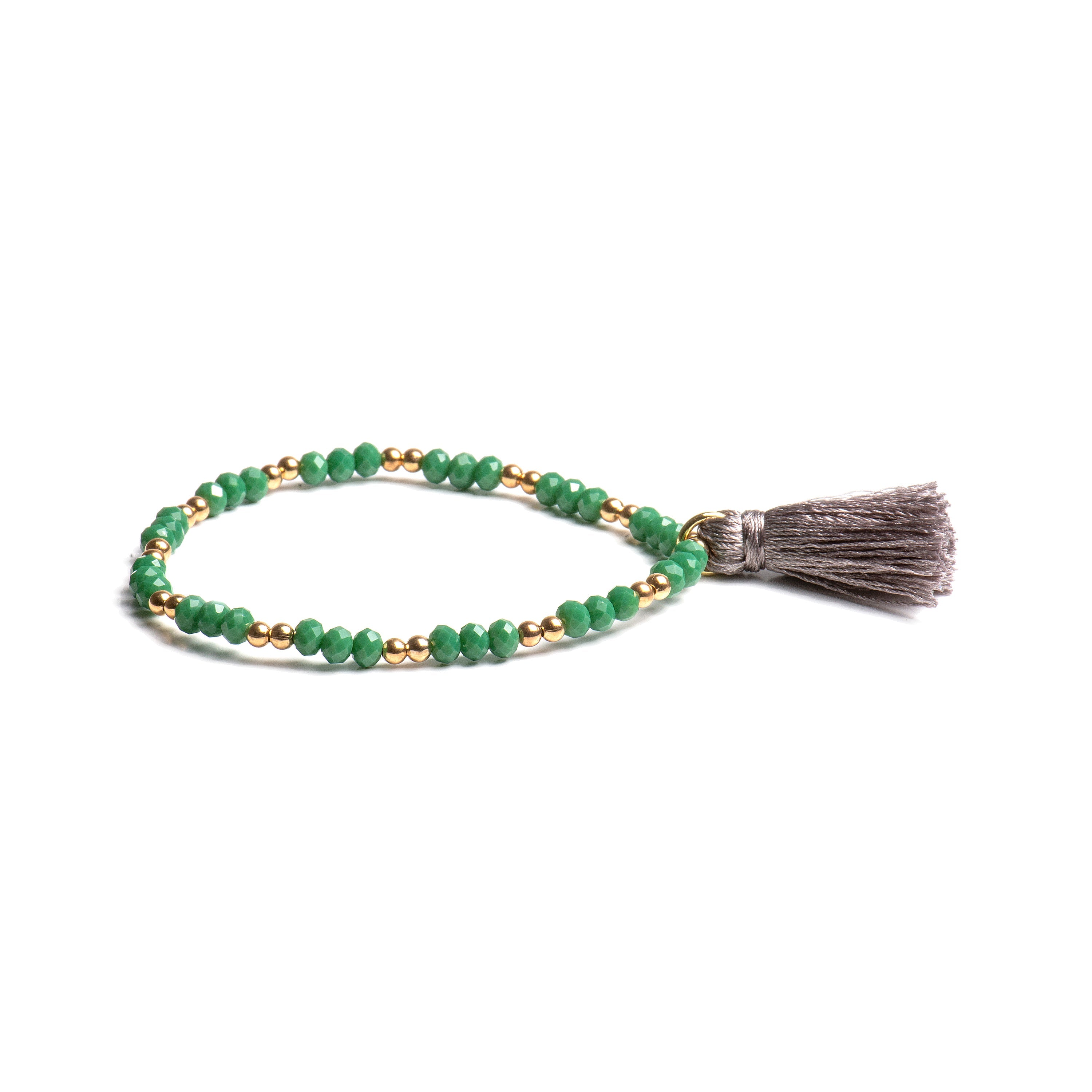 Green Crystal Bracelet finished in 18K yellow gold - Adia