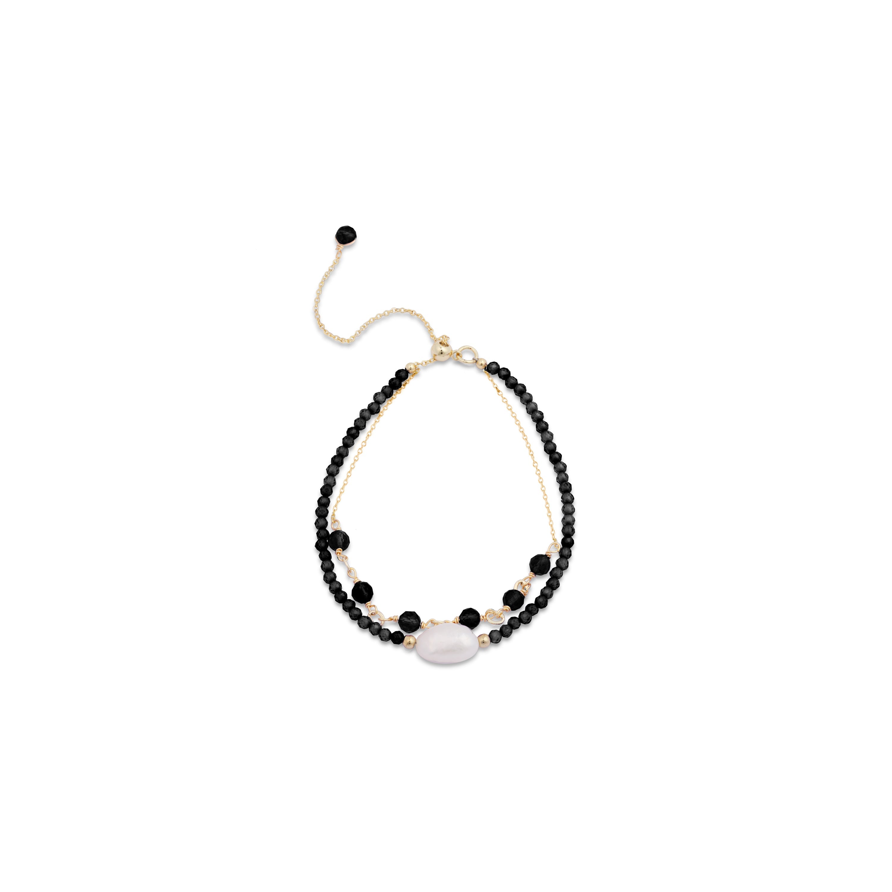 Hydrothermal Onyx Quartz Bracelet finished in 18K yellow gold - Ekhao