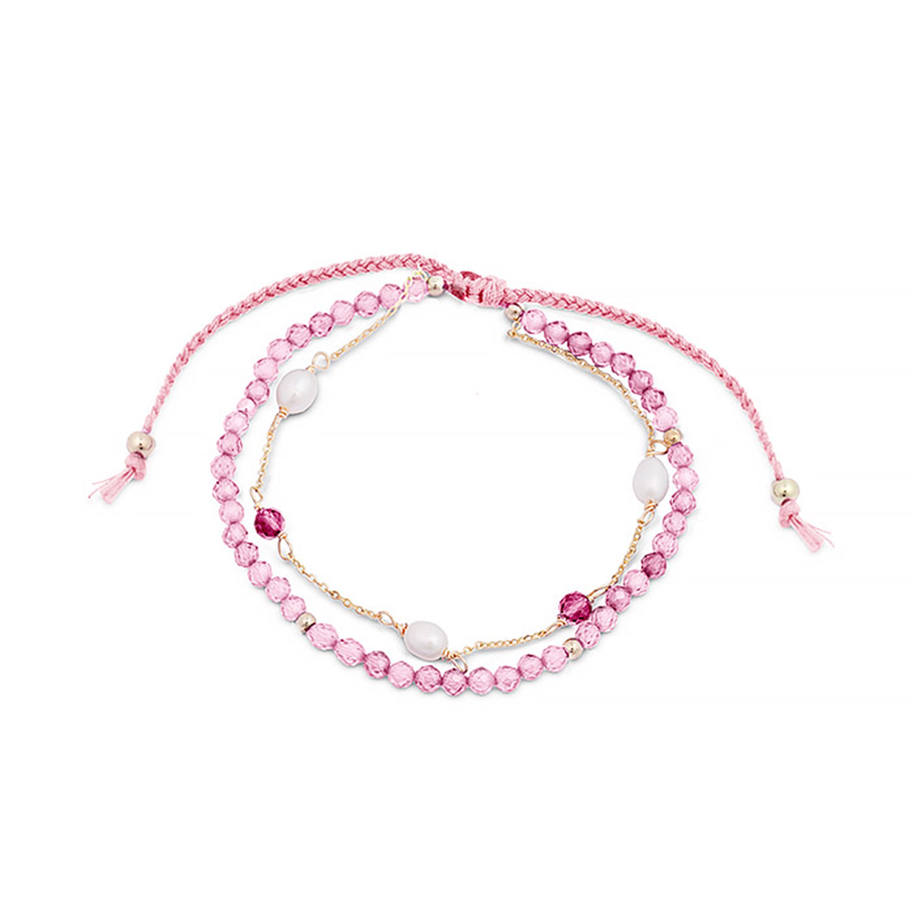 Pink Tourmaline bracelet with an 18K yellow gold finish - Athat