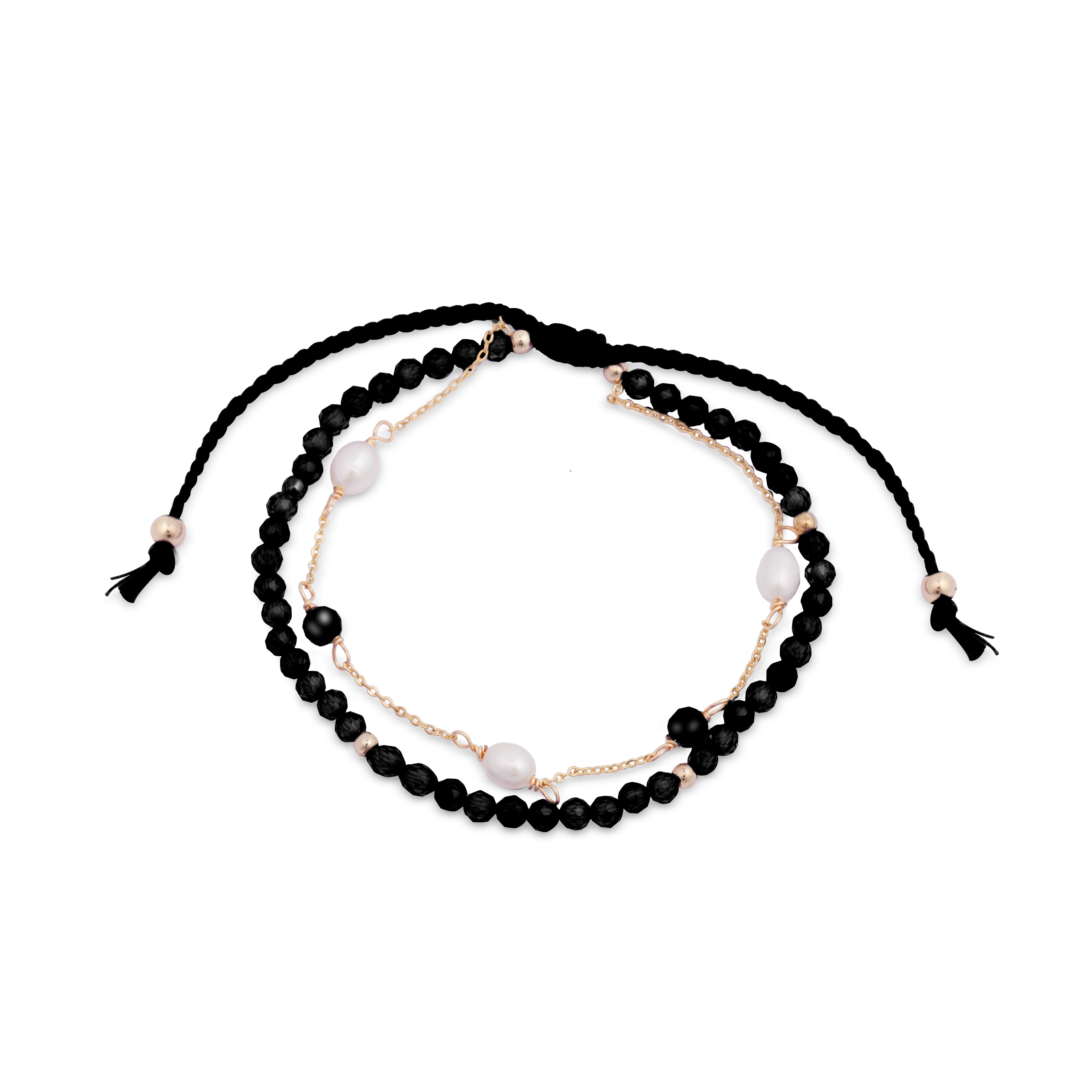 Hydrothermal Onyx Quartz Bracelet finished in 18K yellow gold - Athat
