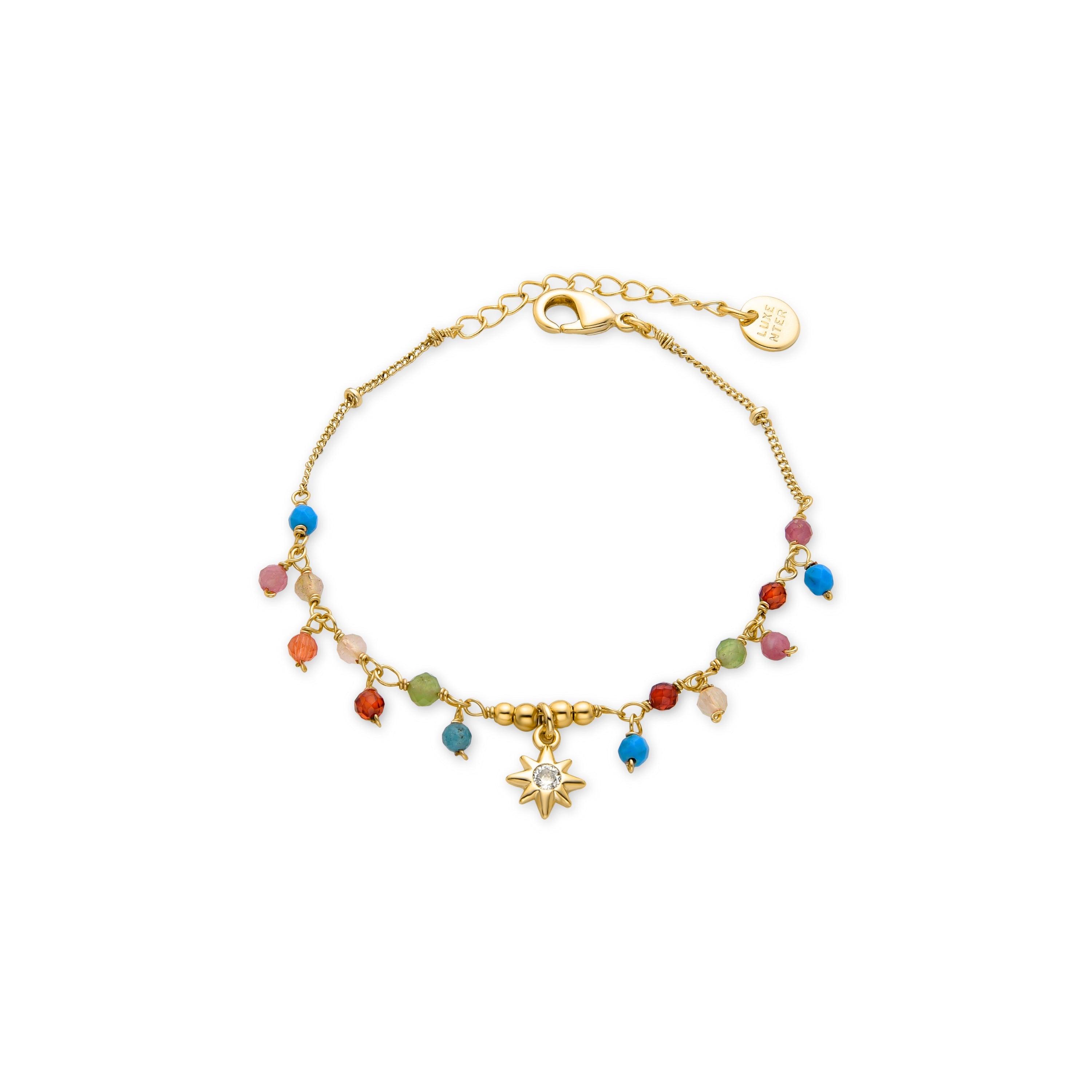 Pulseira de Cristal Multicolorido com acabamento em ouro amarelo 18K - Wyrm