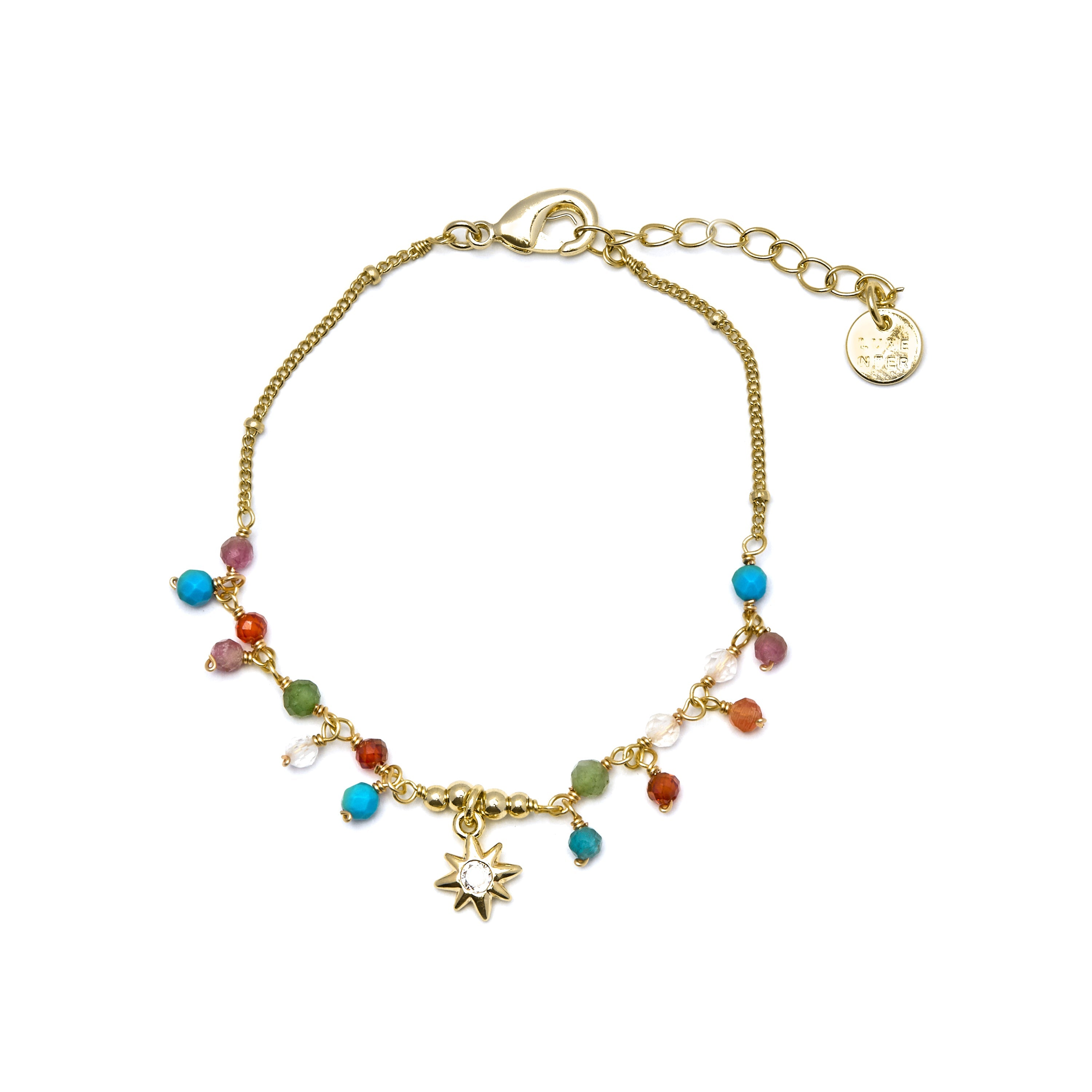 Pulseira de Cristal Multicolorido com acabamento em ouro amarelo 18K - Wyrm