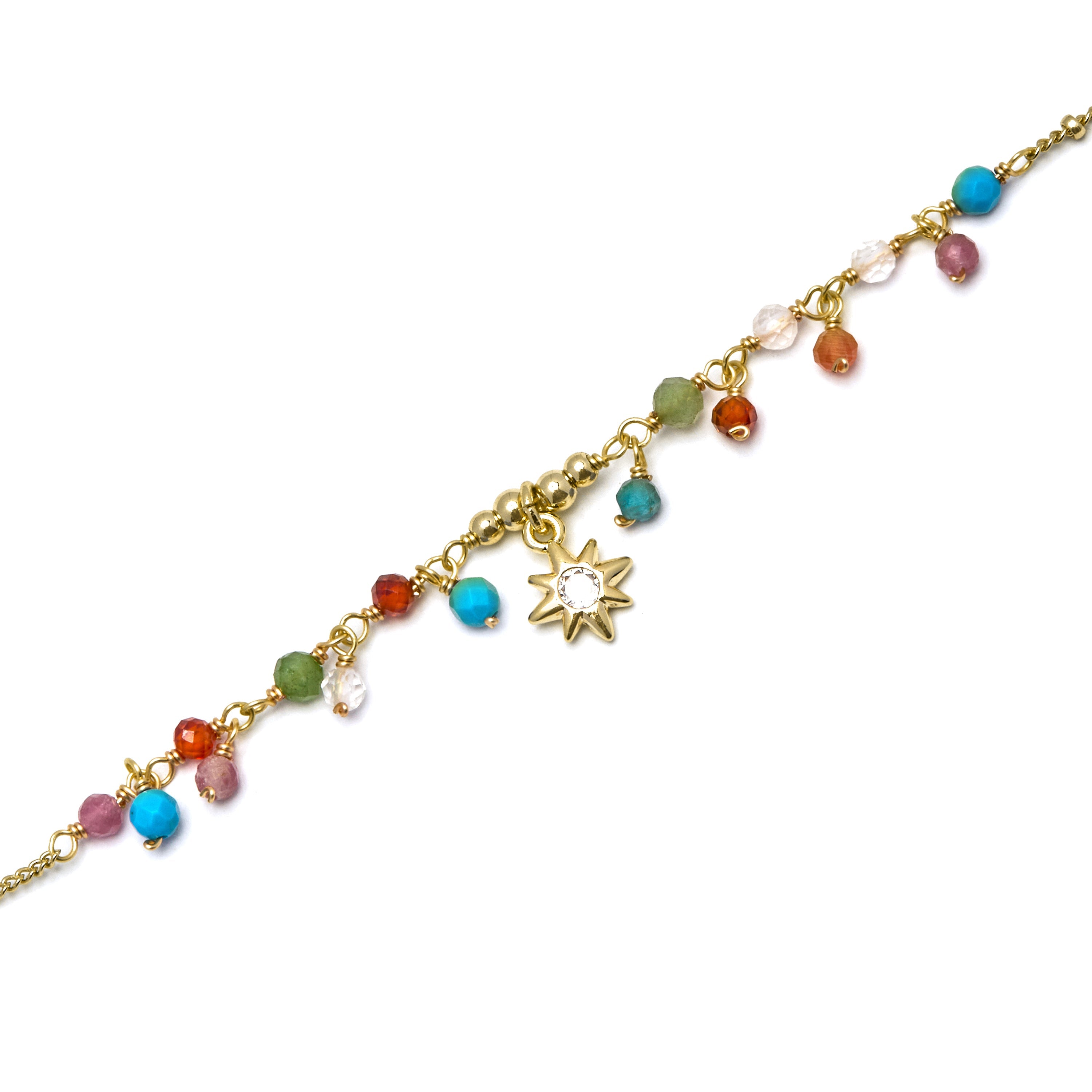 Pulseira de Cristal Multicolorido com acabamento em ouro amarelo 18K - Wyrm