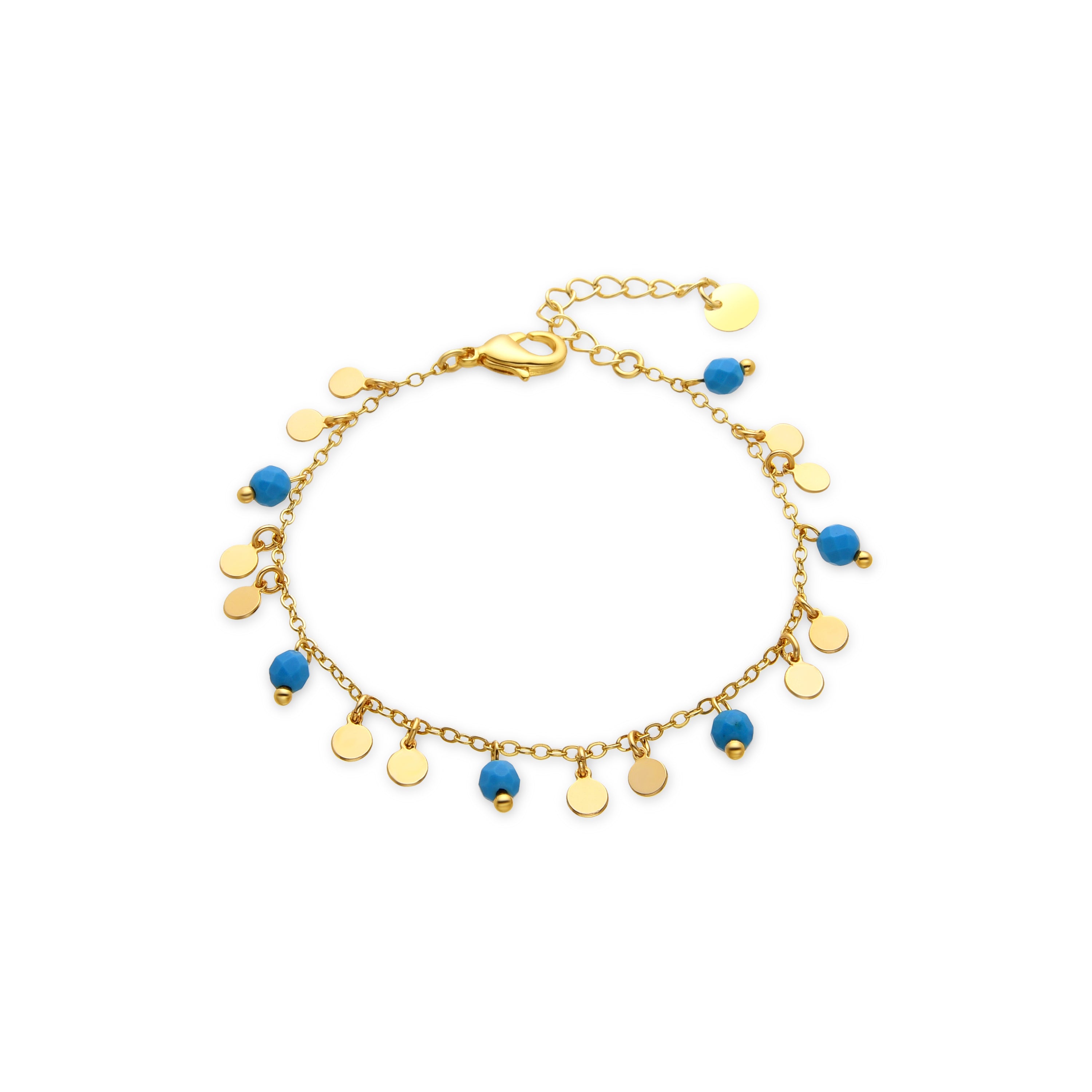 Turquoise bracelet finished in 18K yellow gold - Fawya