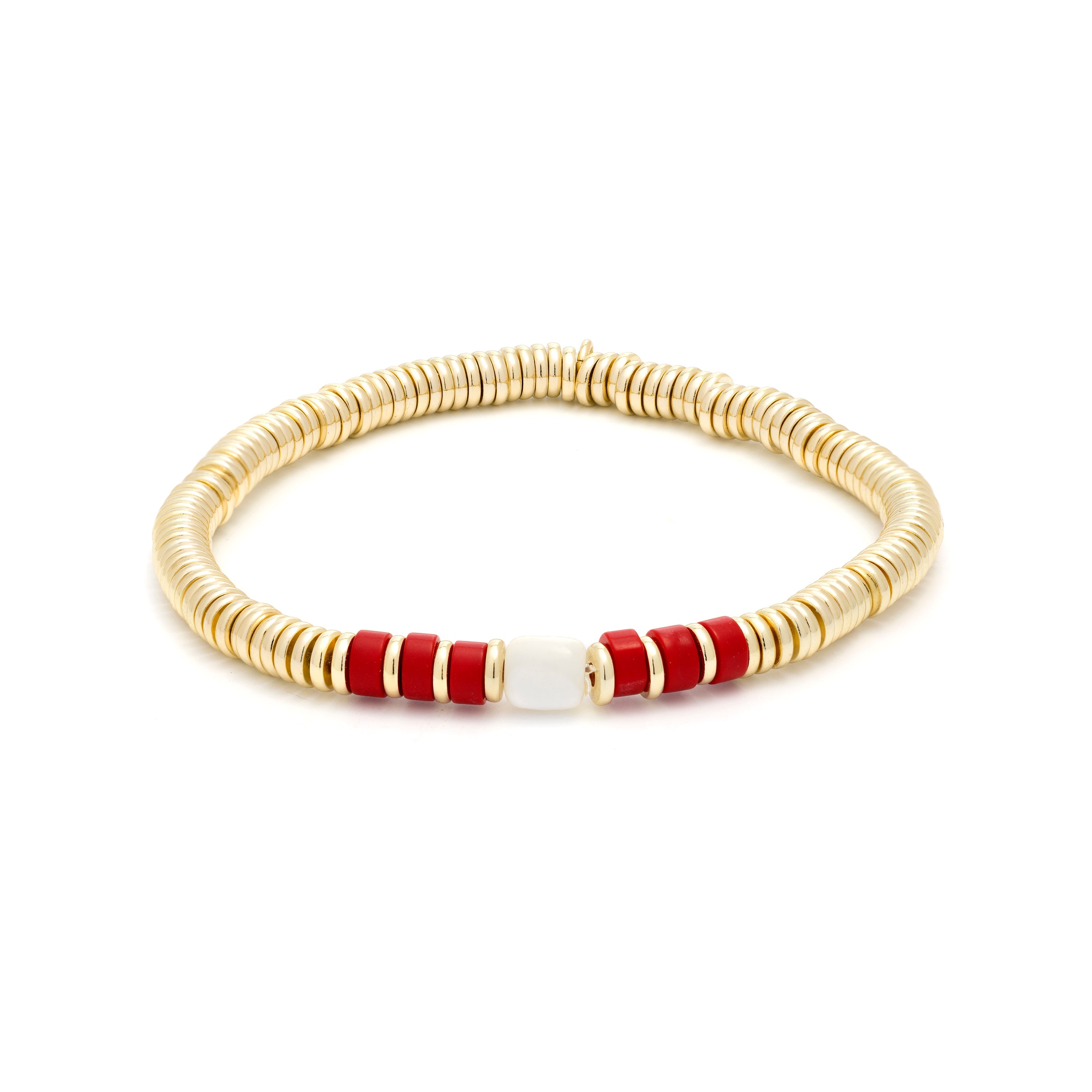 Coral bracelet finished in 18K yellow gold - Sumuna