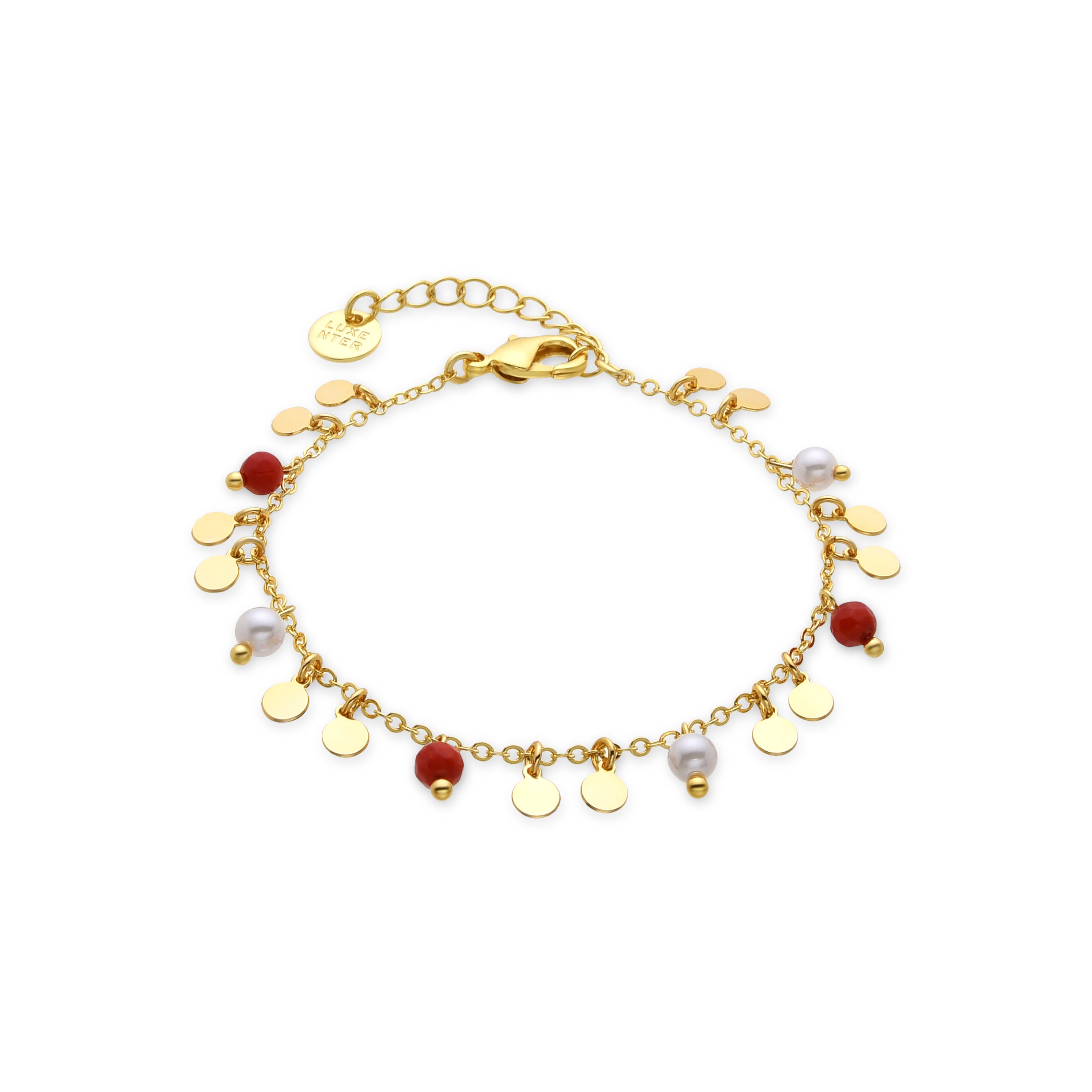 Coral bracelet finished in 18K yellow gold - Dilna