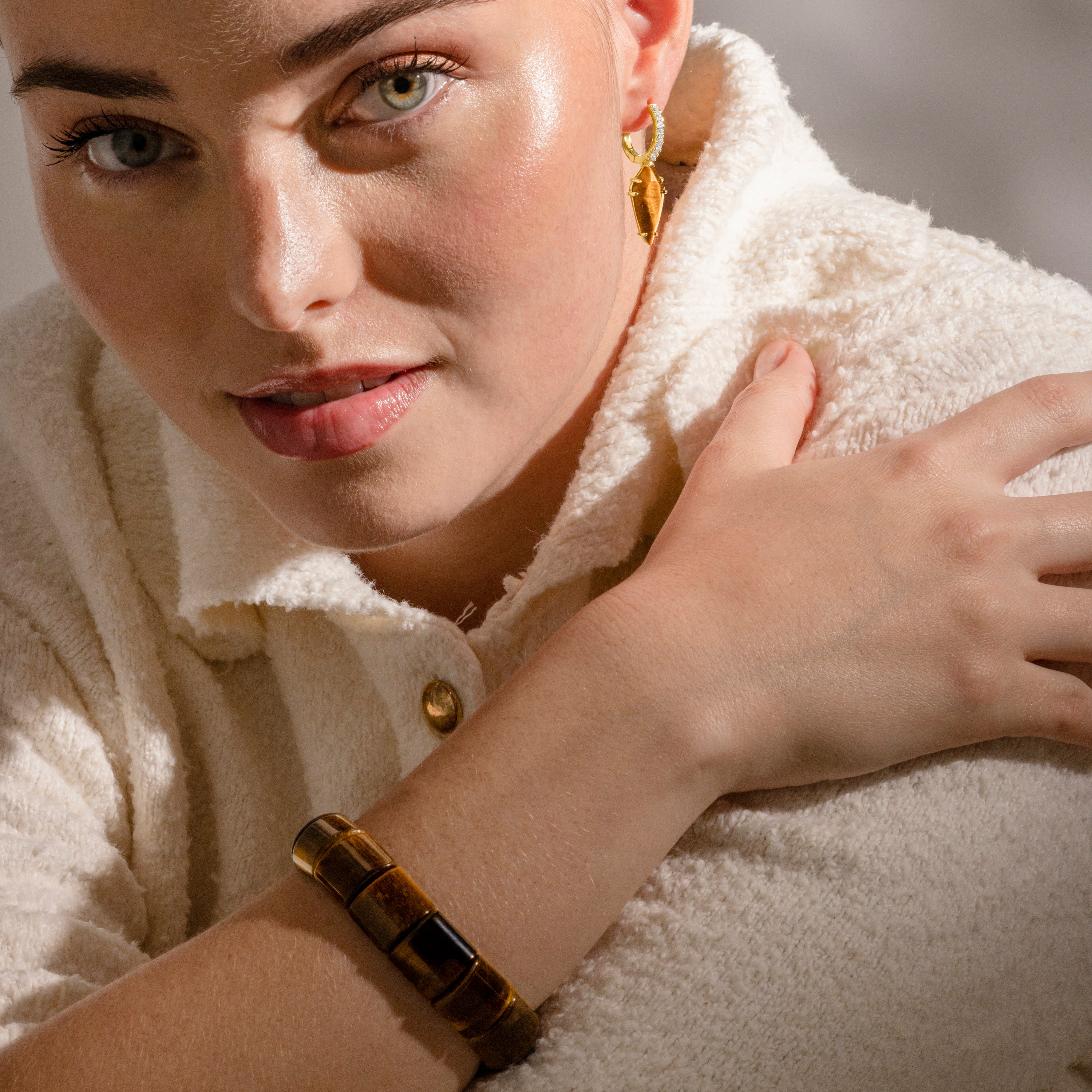18k gold-finished Tiger's Eye bracelet - Olahte