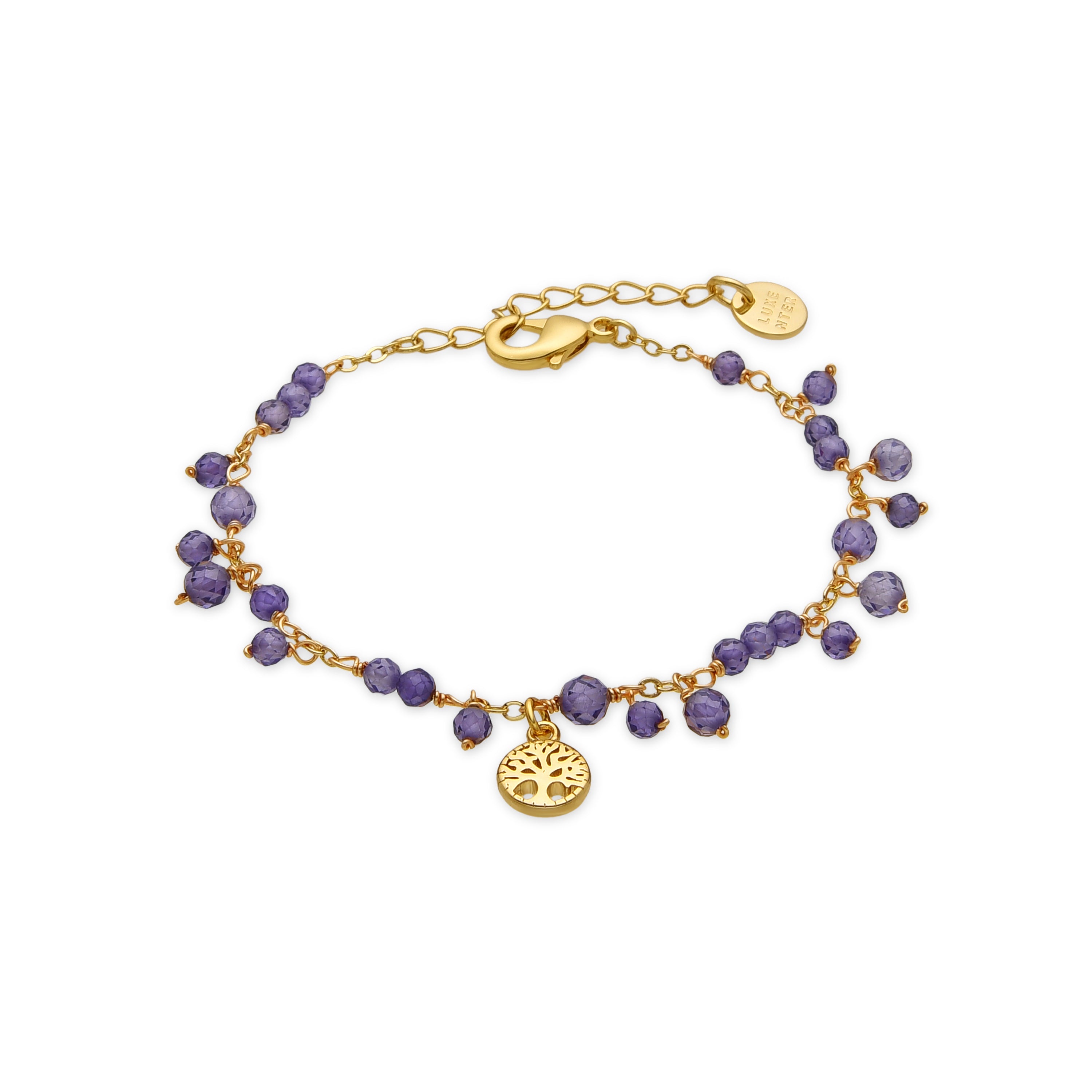 Purple Crystal Bracelet with 18k Gold Finish - Totez