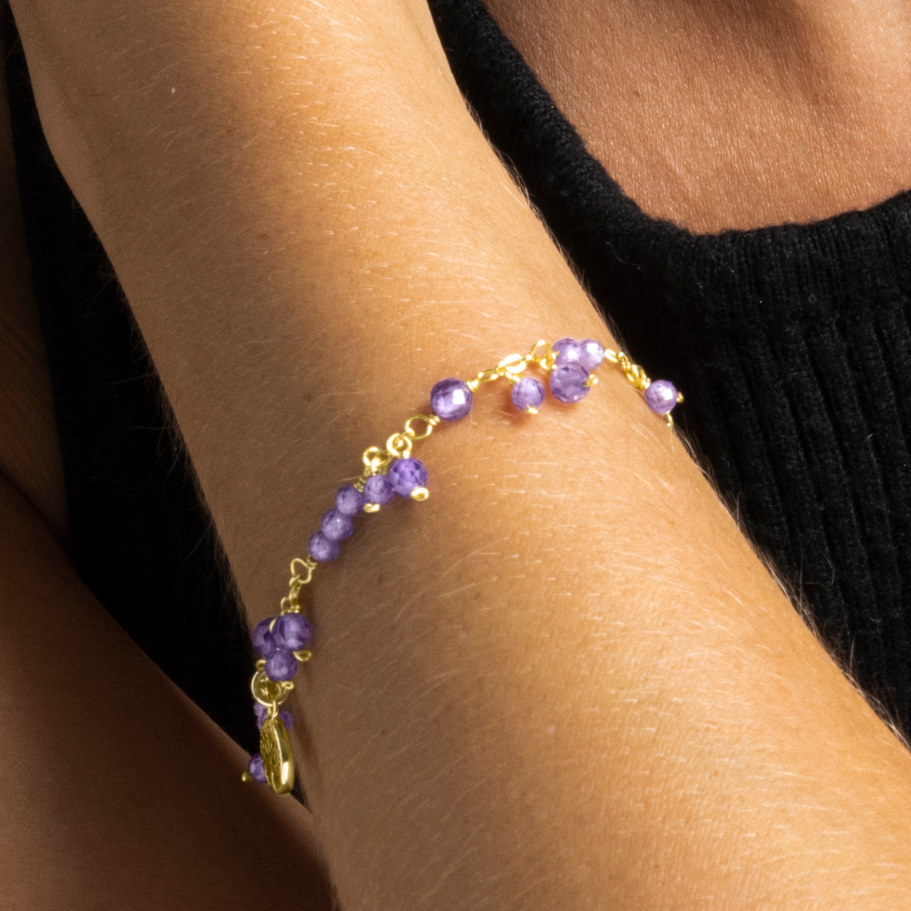 Purple Crystal Bracelet with 18k Gold Finish - Totez