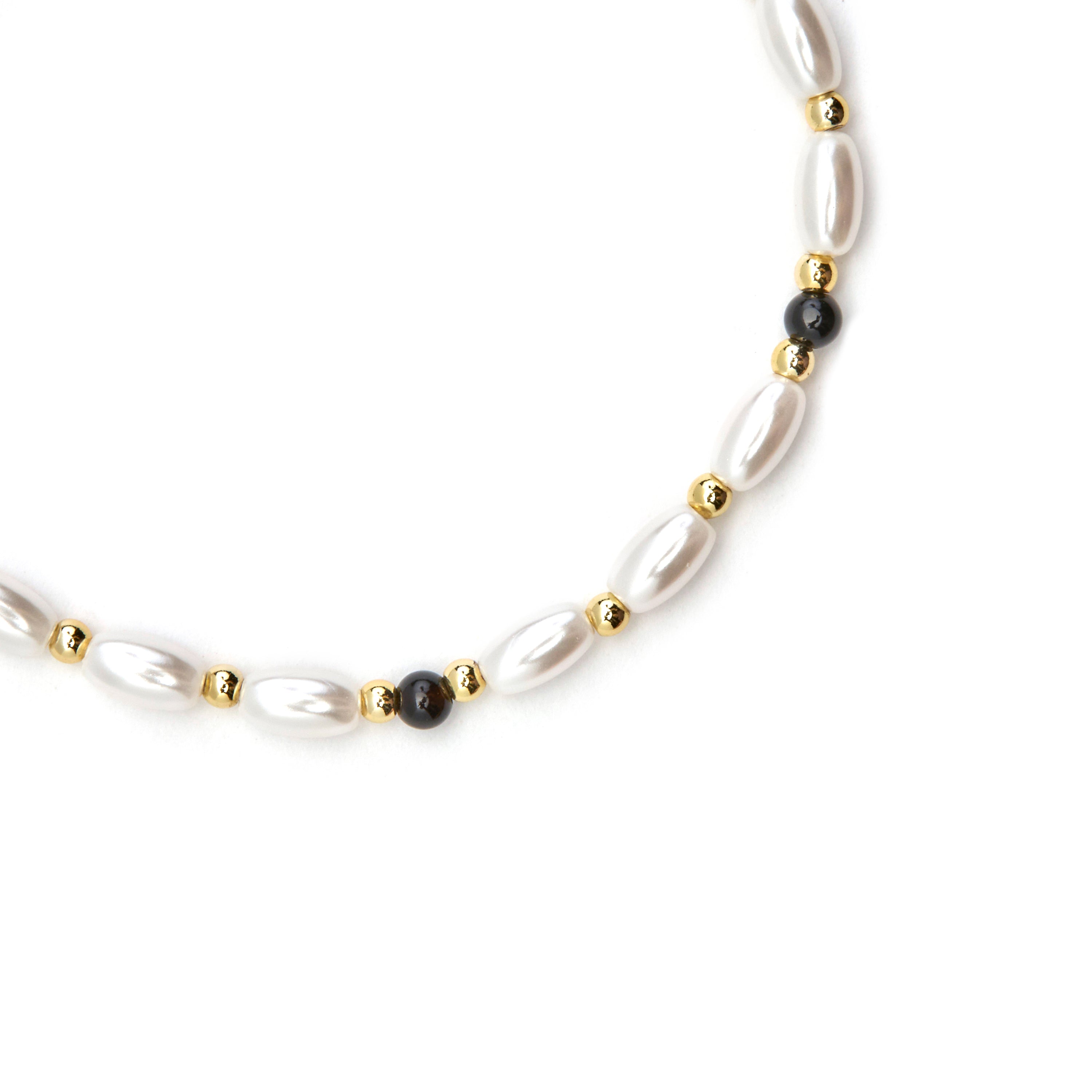 18k Gold Finish White Pearl Bracelet - Zizi