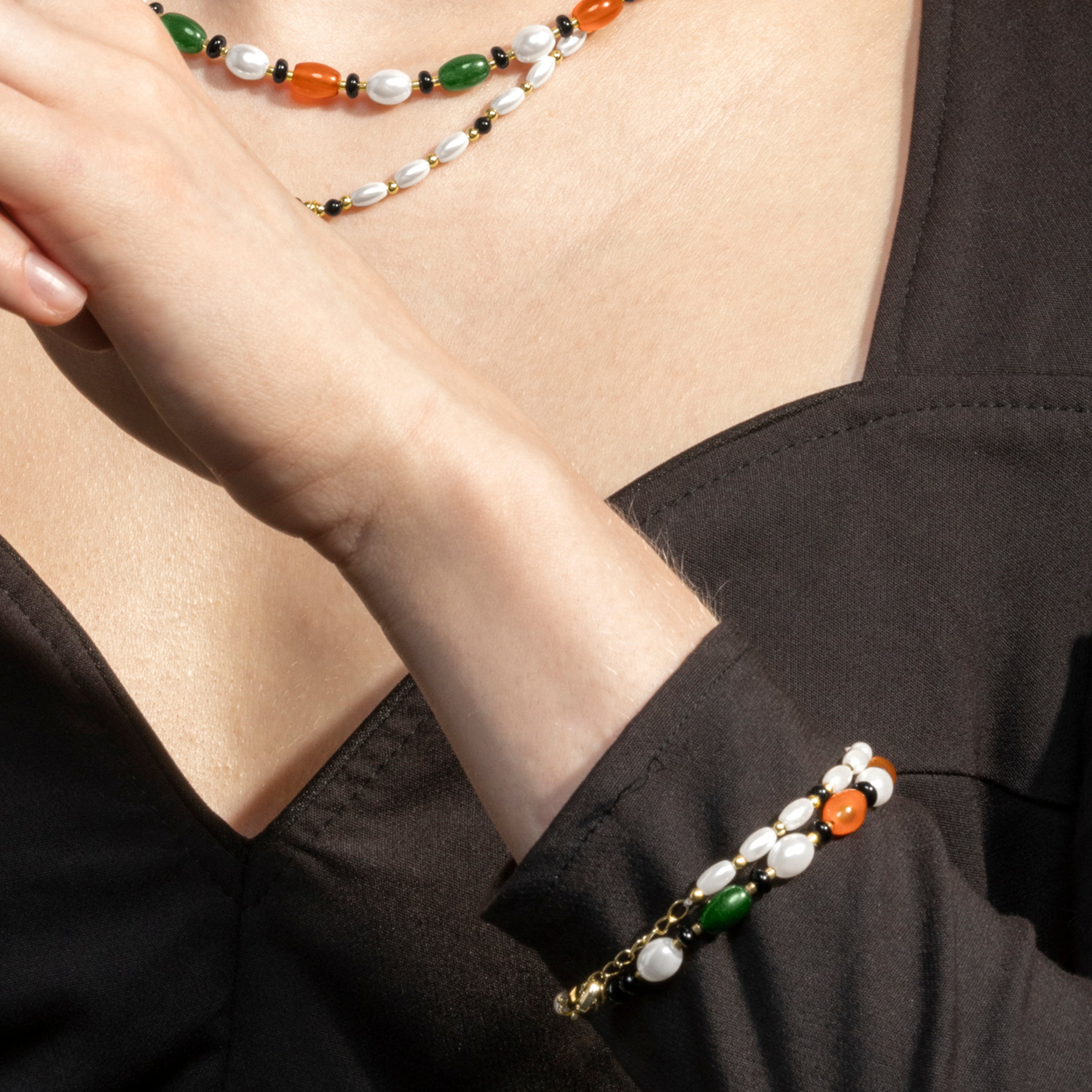 18k Gold Finish White Pearl Bracelet - Zizi
