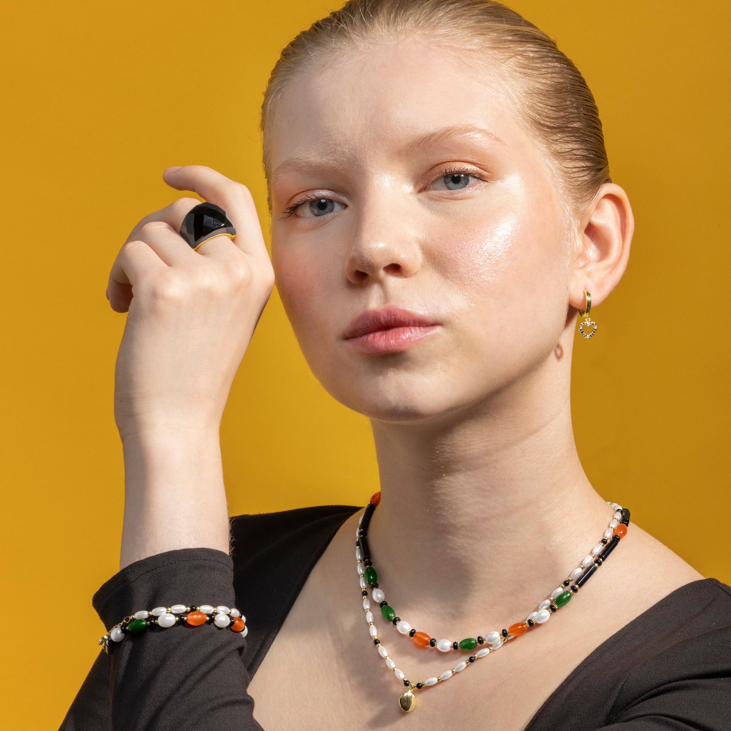 Onyx bracelet with 18k gold finish - Coepil