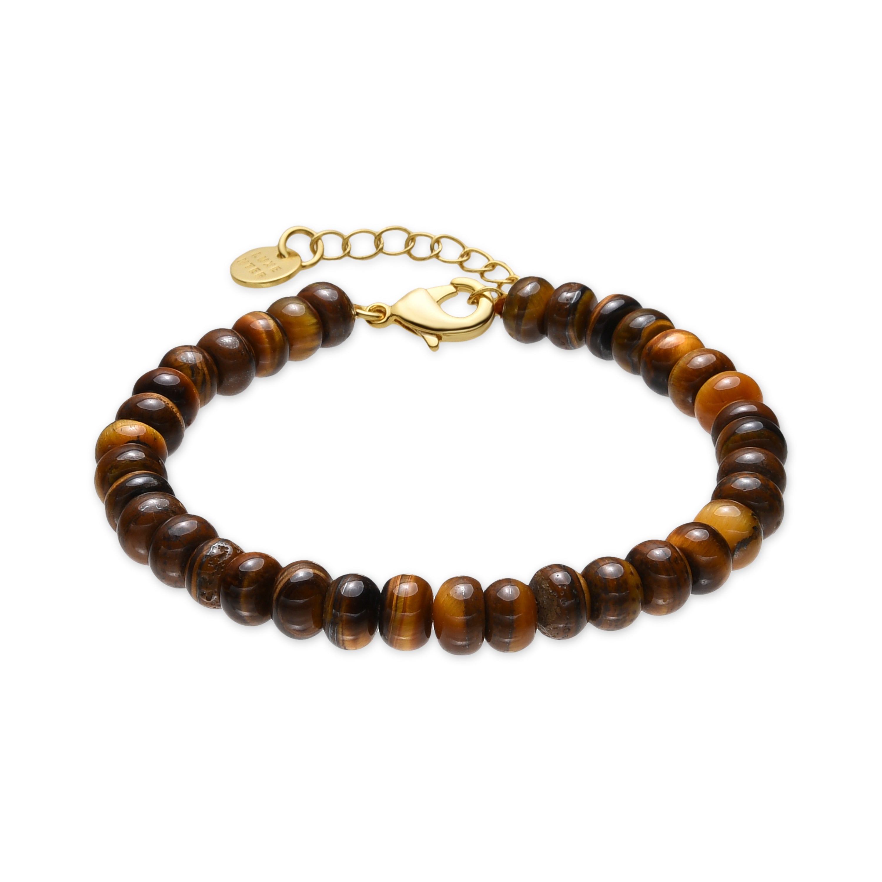 18k Gold Finish Tiger&amp;#39;s Eye Bracelet - Lessy