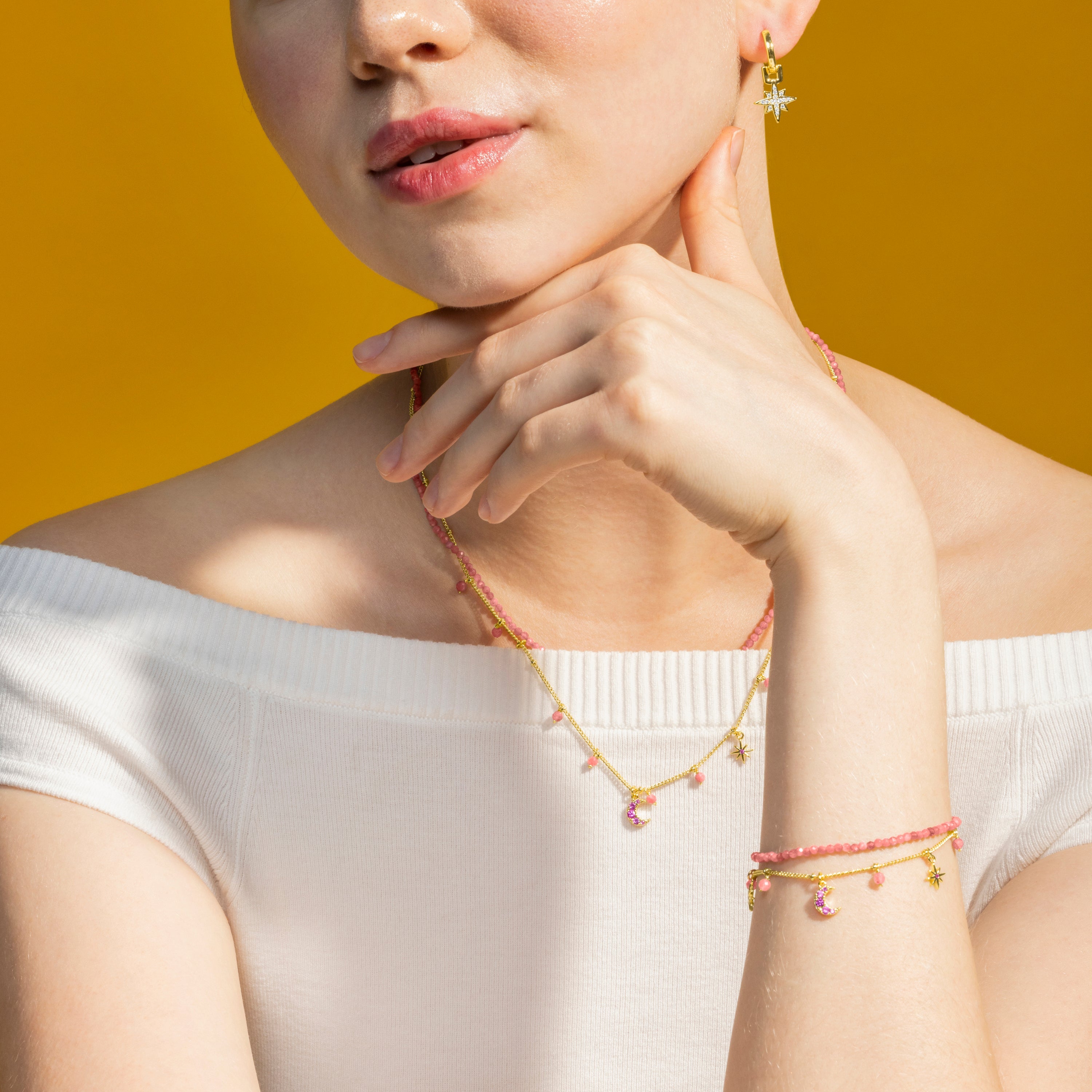 18k Gold Finish Pink Crystal Bracelet - Ethal