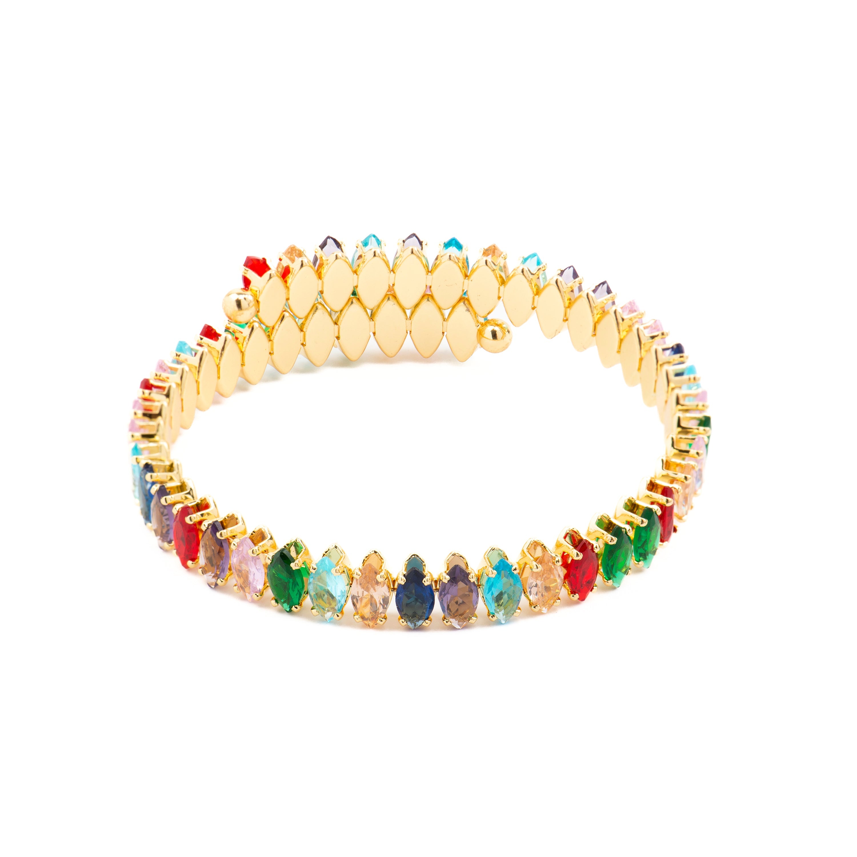 Bracelet with Multicolor Crystal, 18k Gold Finish - Nex