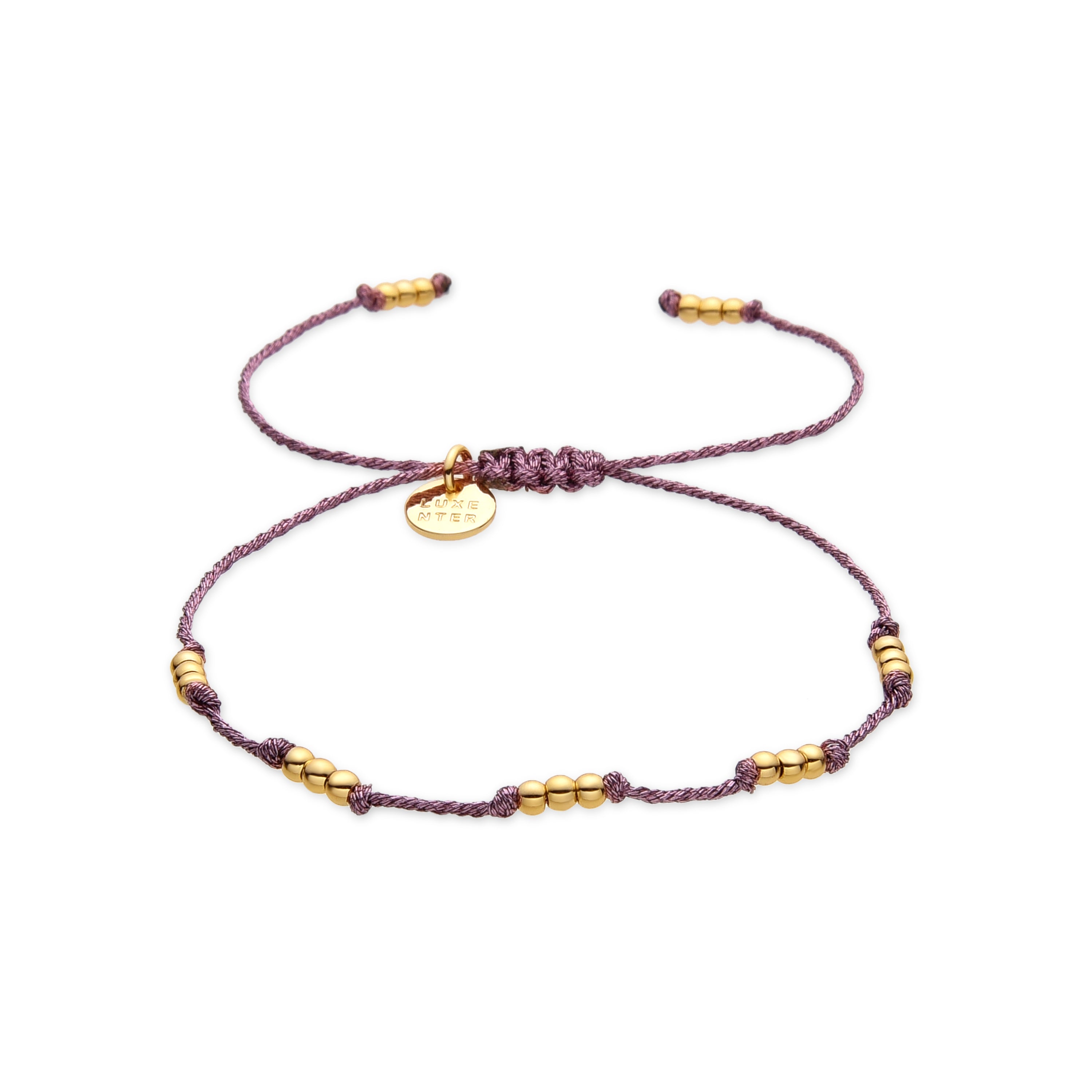 18k Yellow Gold Finish and Pink Cotton Bracelet - Ekilo