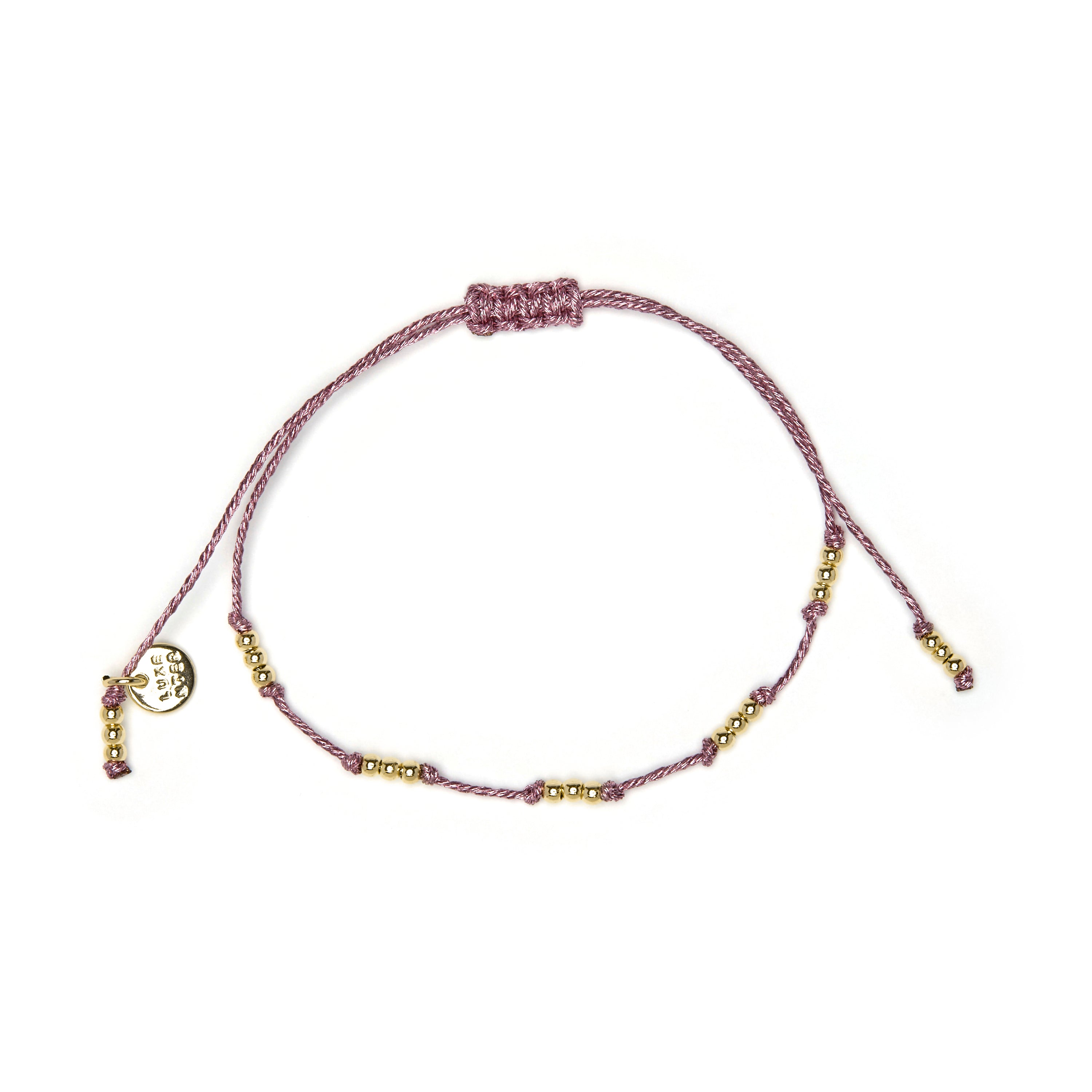 18k Yellow Gold Finish and Pink Cotton Bracelet - Ekilo