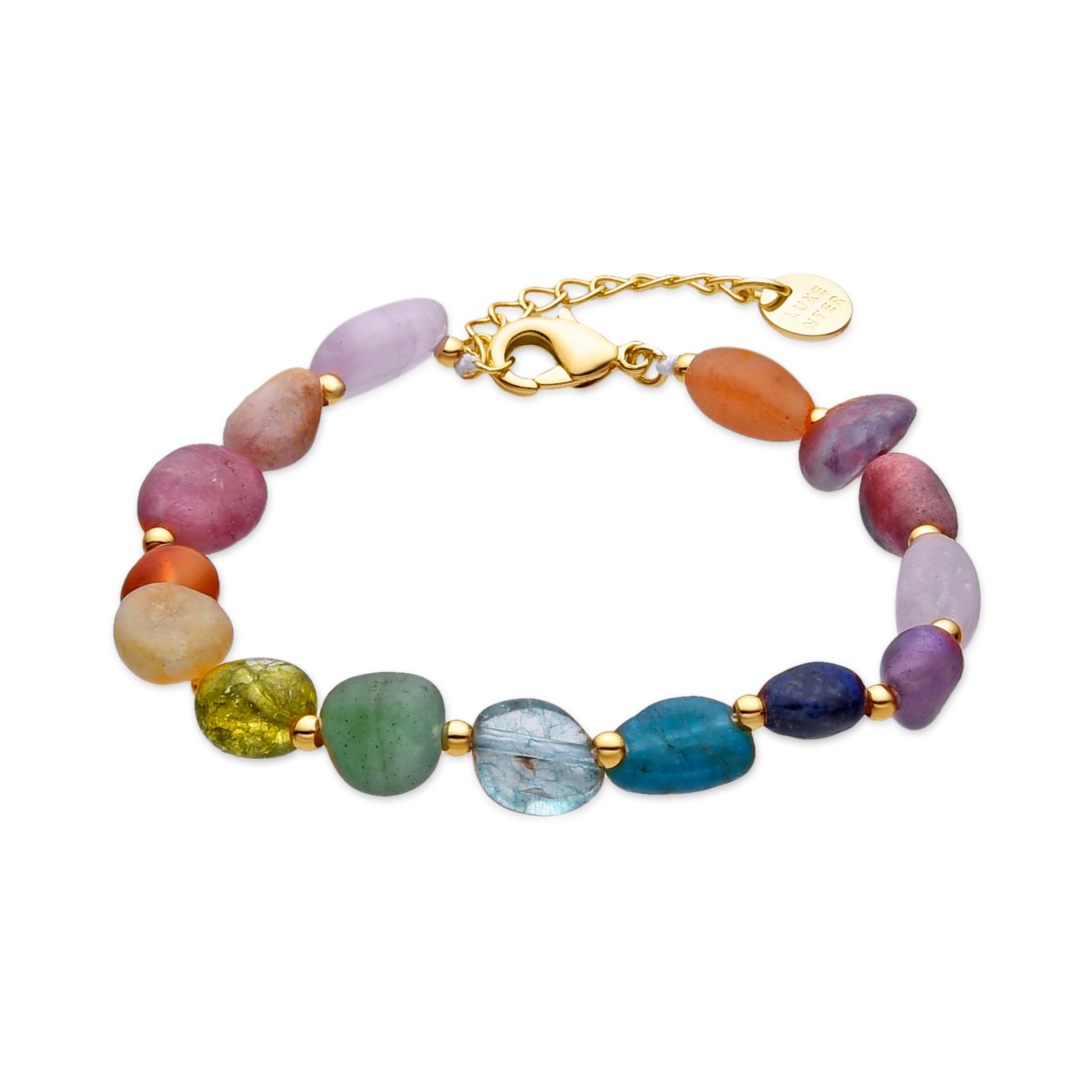 18k yellow gold finish bracelet with multicolor natural stones - Terma