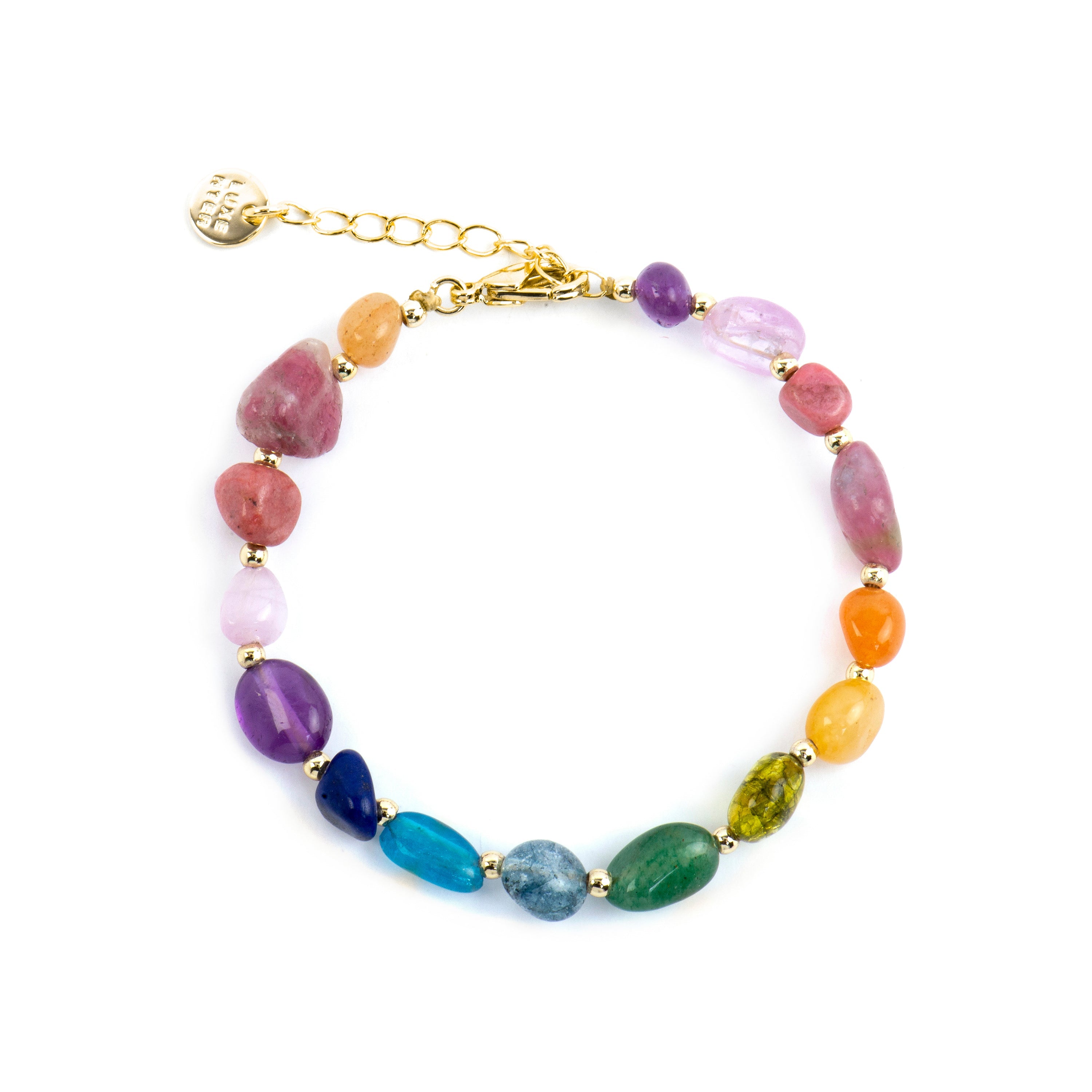 Pulsera acabado oro amarillo de 18k y Multicolor Piedra Natural - Terma