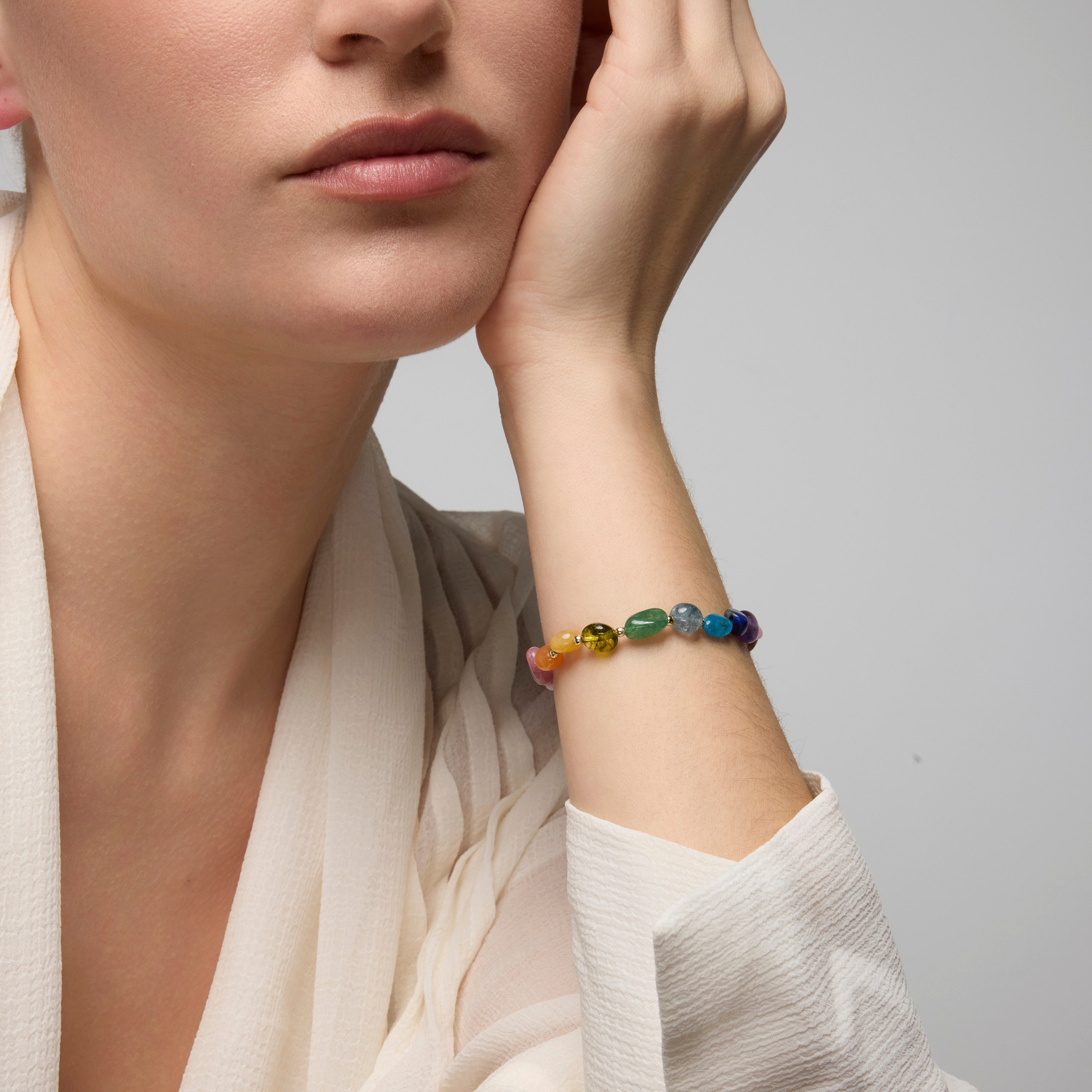 18k yellow gold finish bracelet with multicolor natural stones - Terma