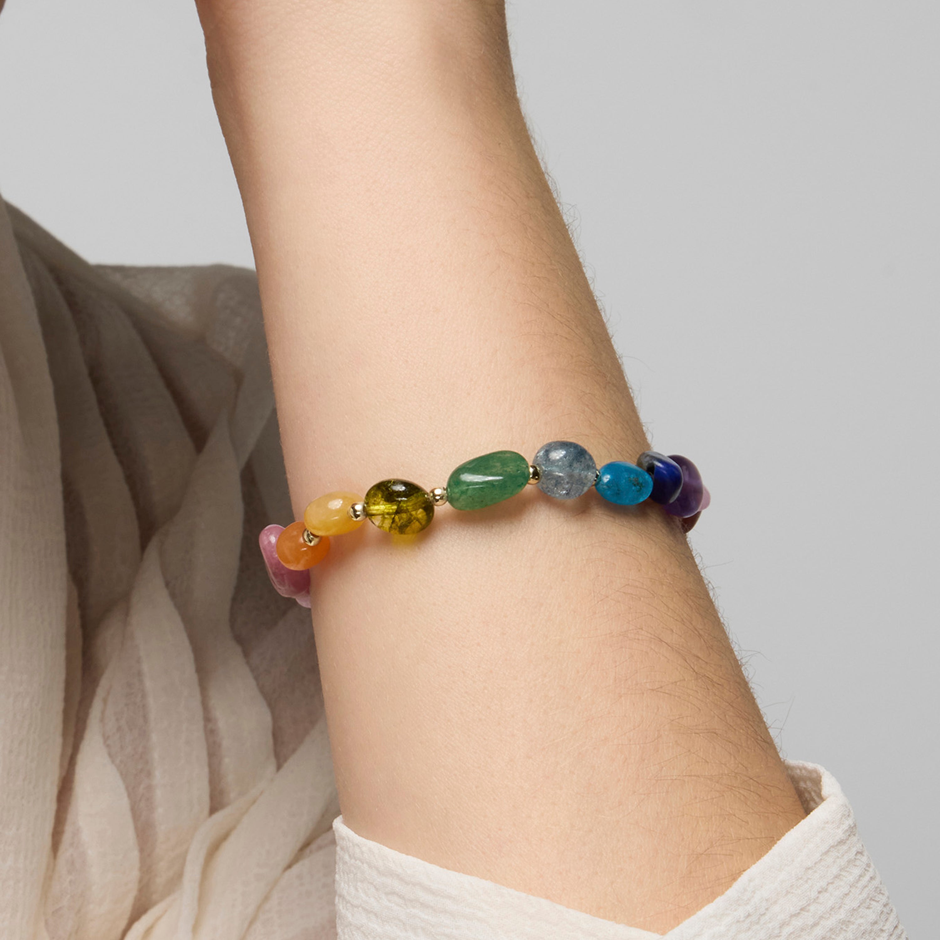 Pulsera acabado oro amarillo de 18k y Multicolor Piedra Natural - Terma