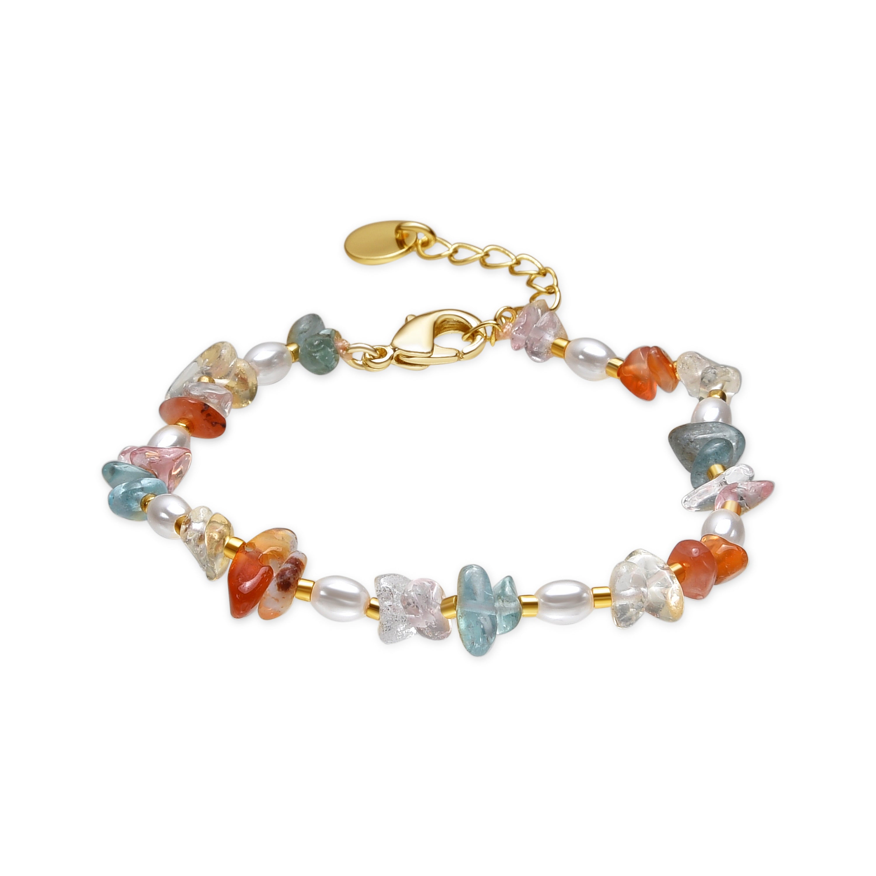 18k yellow gold finish bracelet with multicolor natural stones - Wenfa