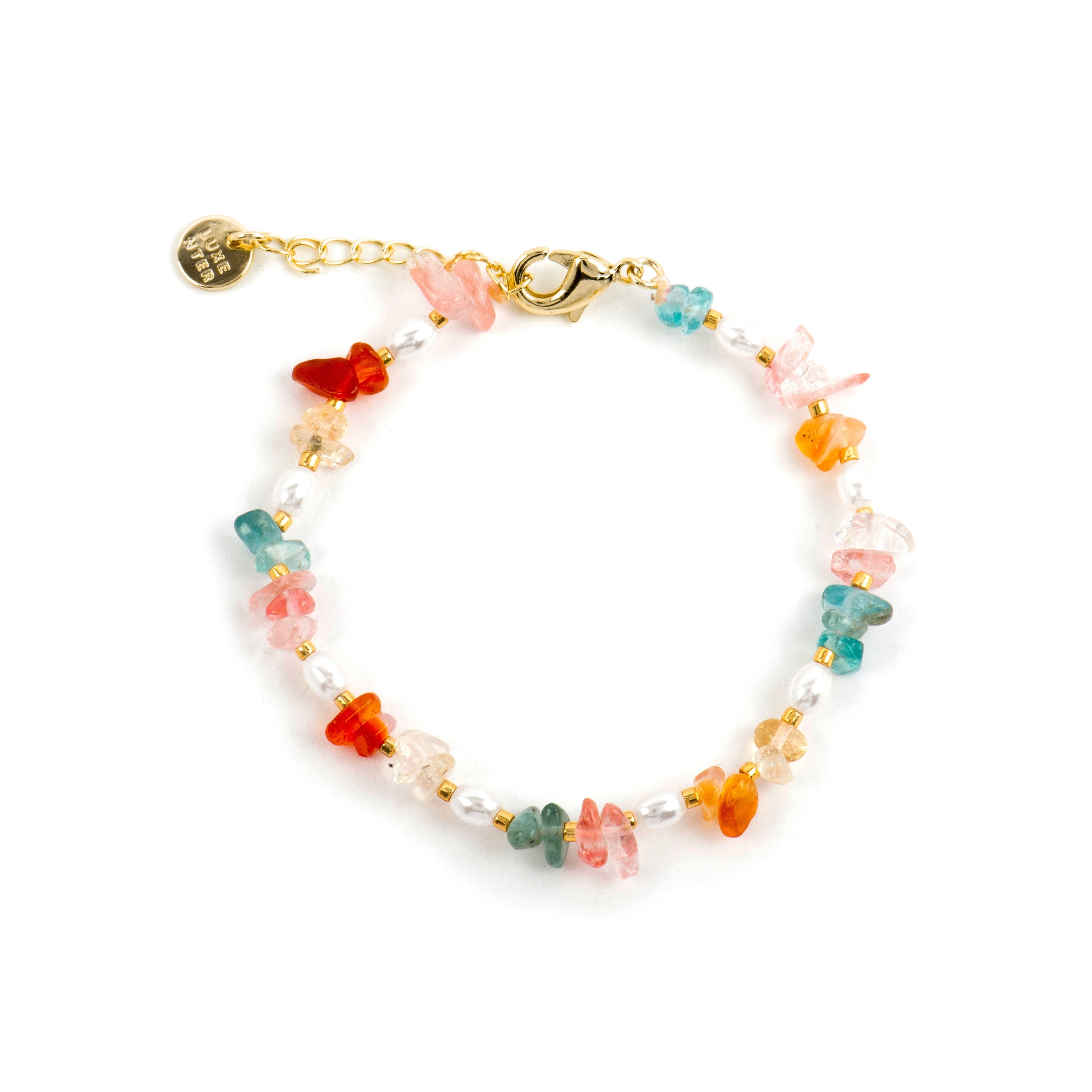 18k yellow gold finish bracelet with multicolor natural stones - Wenfa